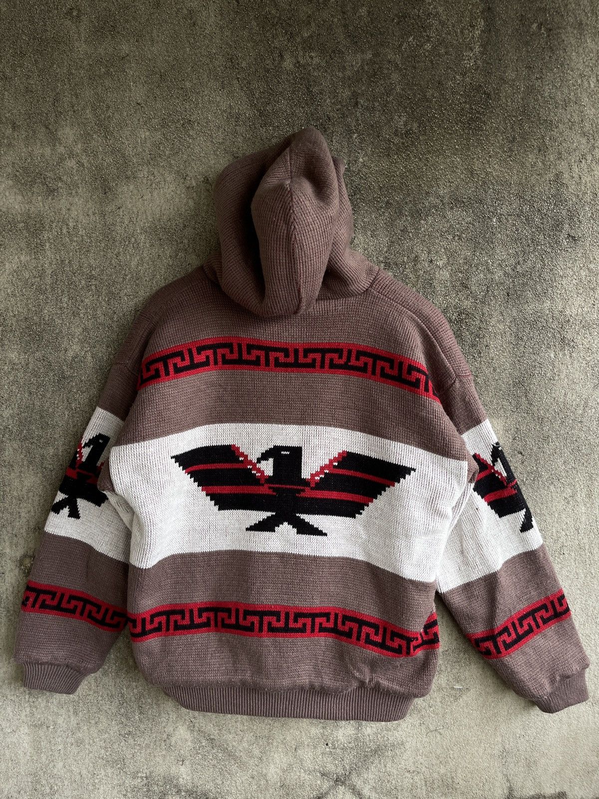 Native vintage 80s Thunderbird Eagle native-pattern hoodie Jacket Size US L / EU 52-54 / 3 - 3 Thumbnail