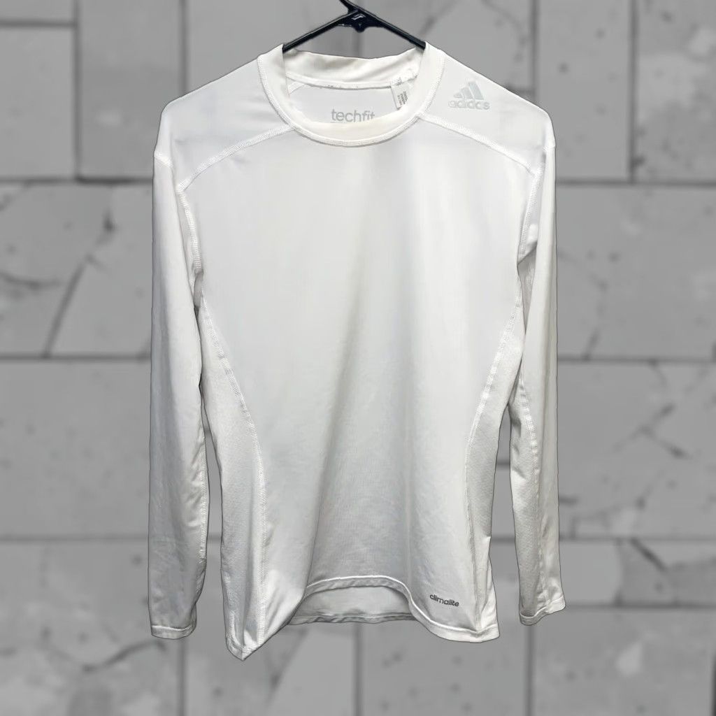 Adidas ADIDAS Climalite Tech-Fit Long Sleeve Athletic Shirt Womens L White Size L / US 10 / IT 46 - 1 Thumbnail