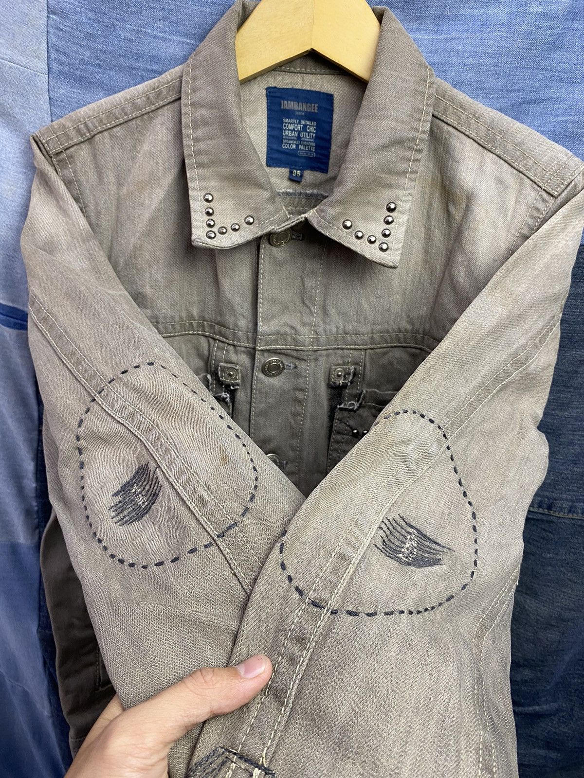 denim studdet patchwork jacket jambangee japan ifsx