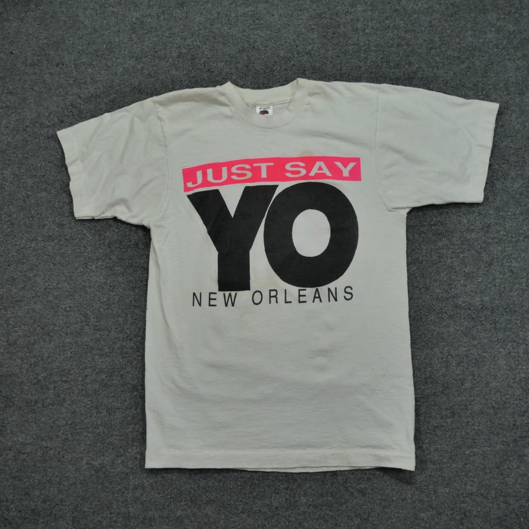 Vintage VINTAGE New Orleans T Shirt Adult Medium White Just Say Yo 90s Art Graphic Print Cotton Logo Mens Size US M / EU 48-50 / 2 - 2 Thumbnail