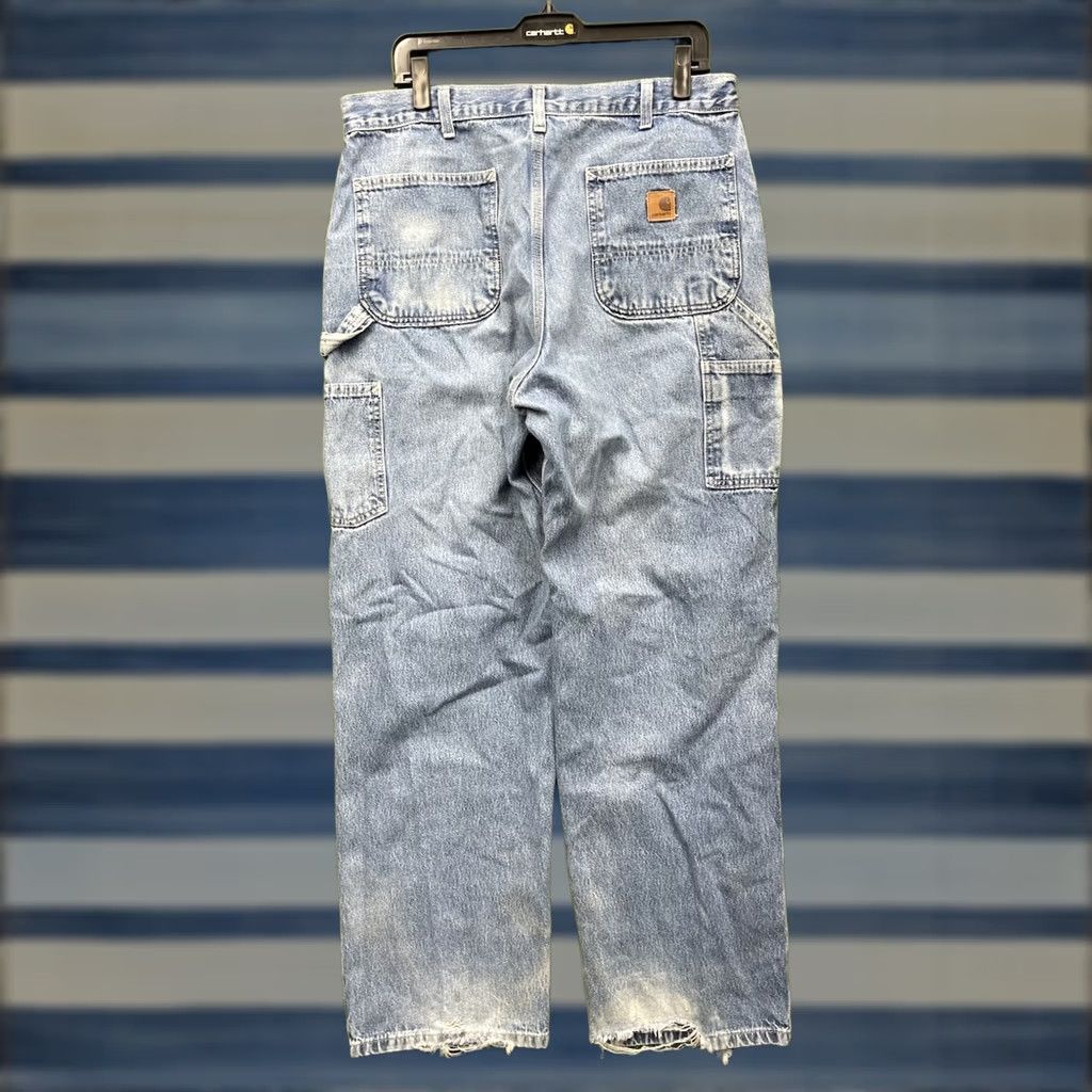Carhartt Pants Mens 36x32 Blue Original Fit B13-DST Carpenter Work Hammer Loop Jeans Gift Mens Womens No