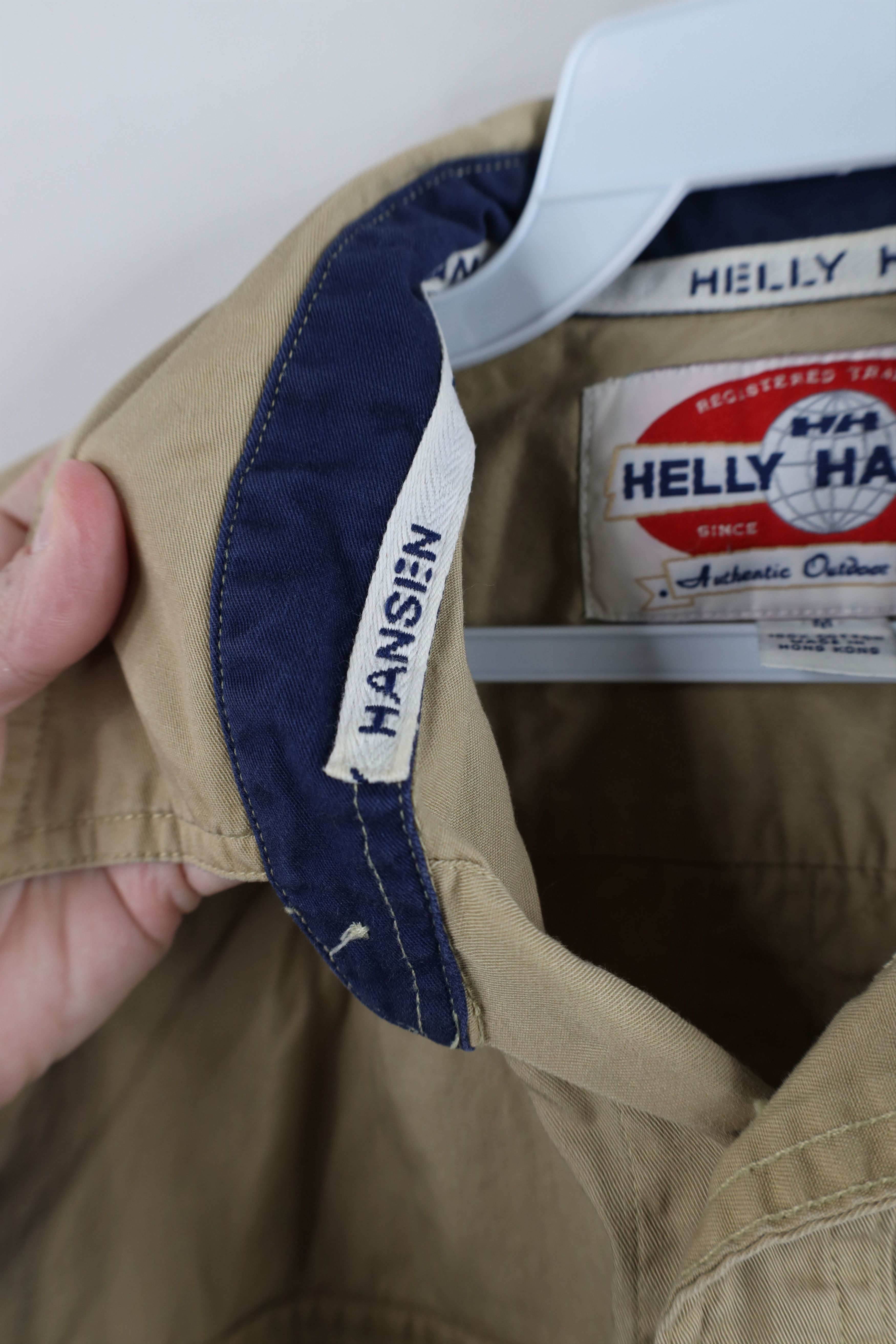 Helly Hansen × Vintage Vintage 90s Helly Hansen Spell Collared Button Shirt Beige Size US M / EU 48-50 / 2 - 8 Thumbnail