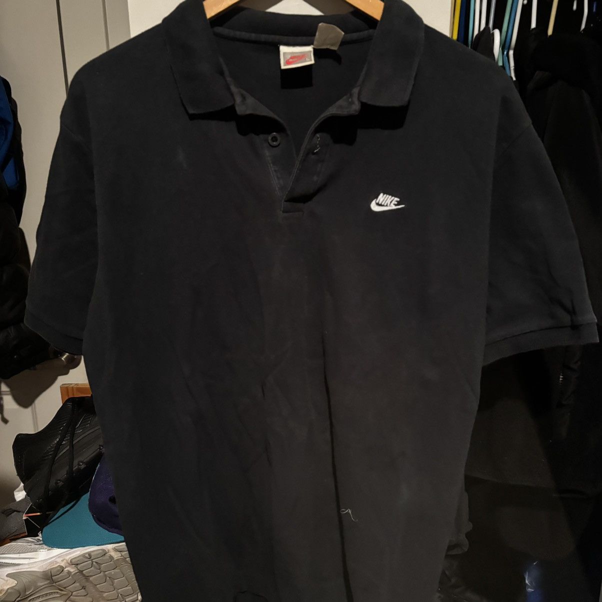 Nike Vintage 1990s Nike Faded Black Swoosh Polo Shirt Size US L / EU 52-54 / 3 - 1 Thumbnail