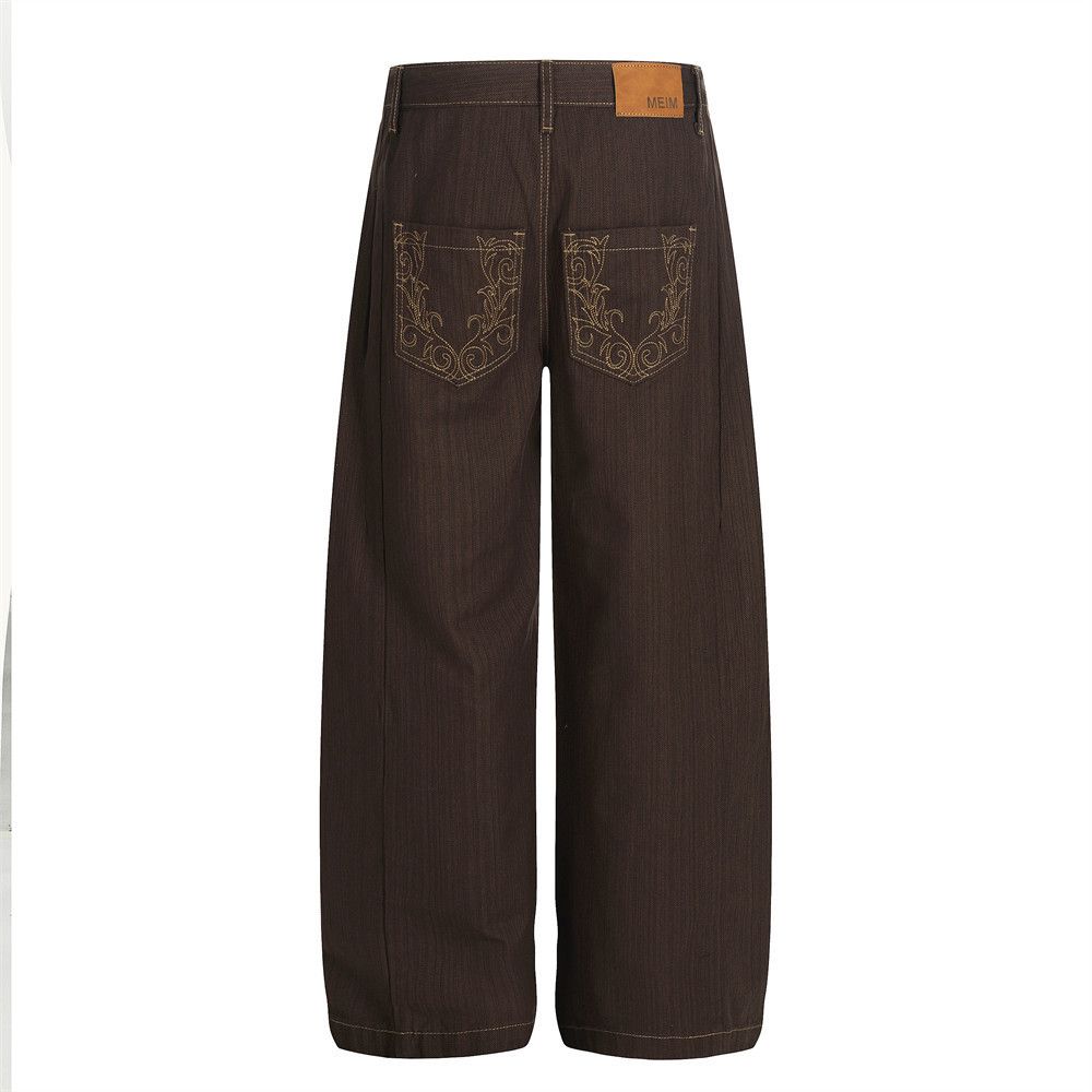 Vintage Men's loose wide-leg cleanfit casual embroidered jeans Size US 32 / EU 48 - 2 Thumbnail