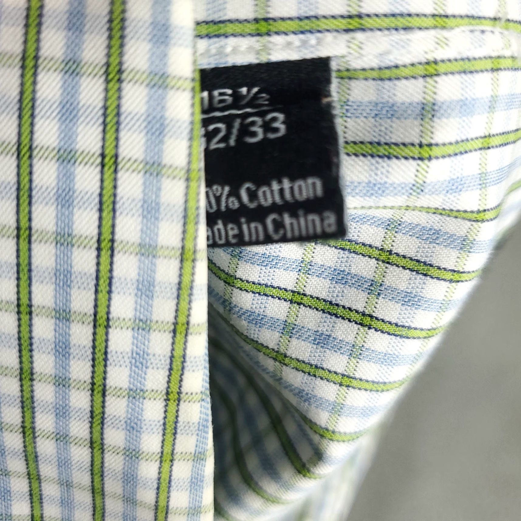 David Donahue David Donahue Shirt Mens 16.5 Green Check Dress Button Up Long Sleeve Size 46R - 6 Thumbnail