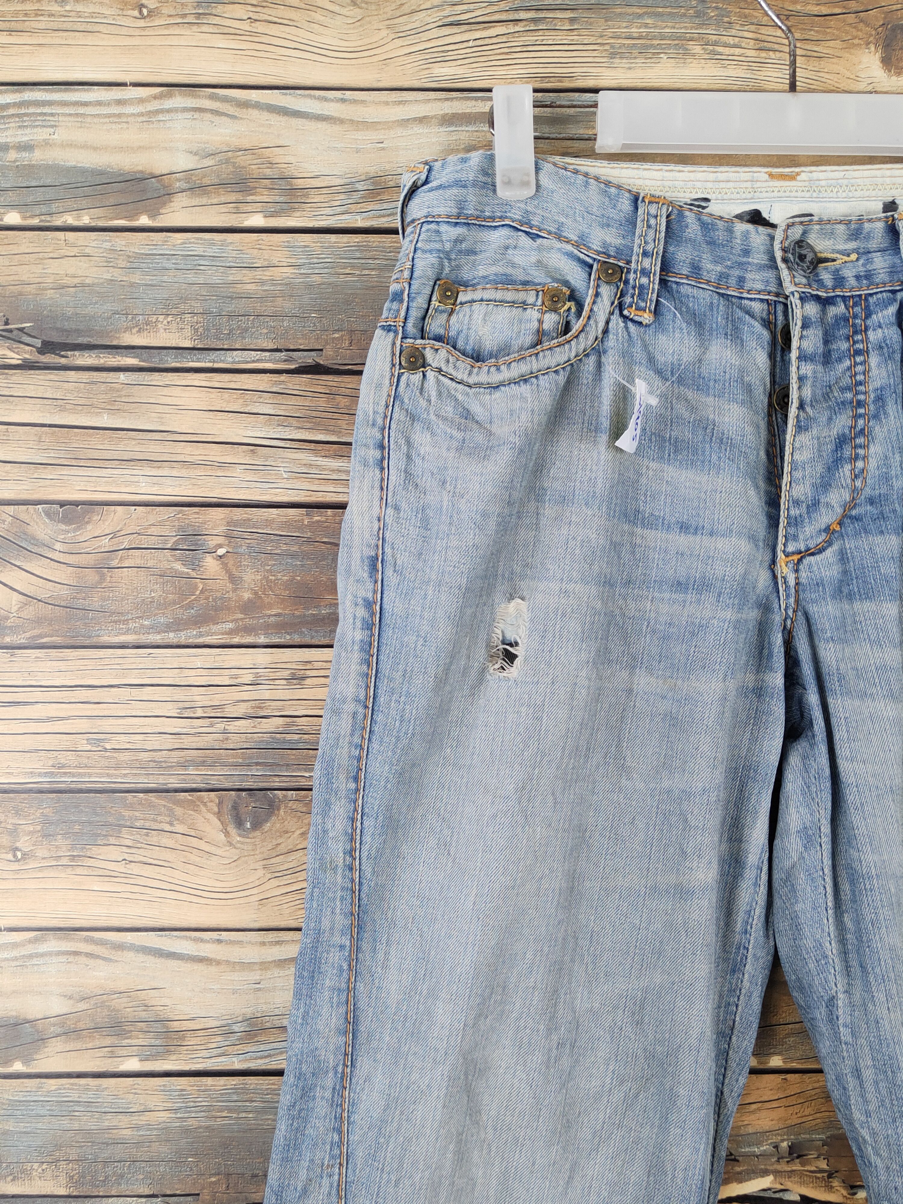Stitch's Jeans Stitch's Blue selvedge Distressed Ripped Jeans #W1905 Size US 29 - 3 Thumbnail