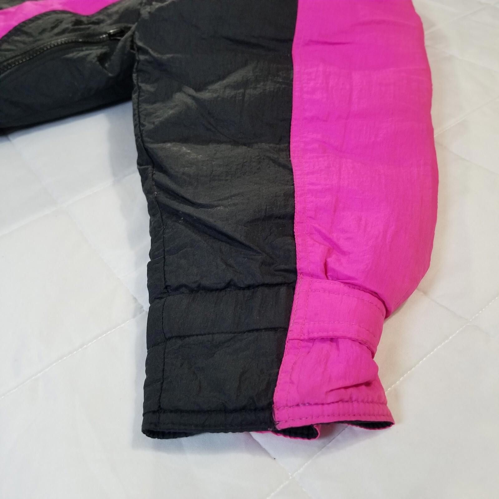 Designer VTG Tyrolia Medium Pink & Black Retro Puffer Jacket 80's Size M / US 6-8 / IT 42-44 - 6 Thumbnail