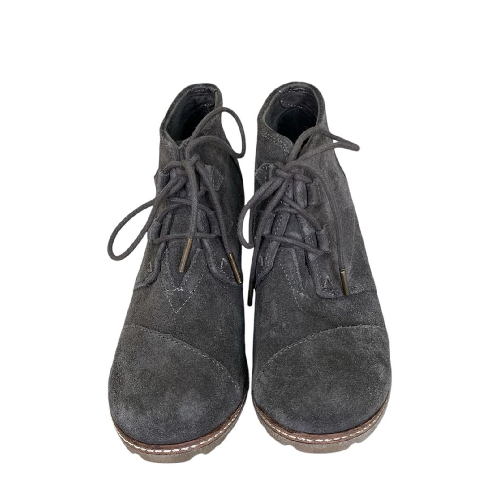 Toms Toms Faux Suede Lace Up Wedge Heel Bootie Smokey Brown 7.5 M Size US 7.5 / IT 37.5 - 1 Thumbnail