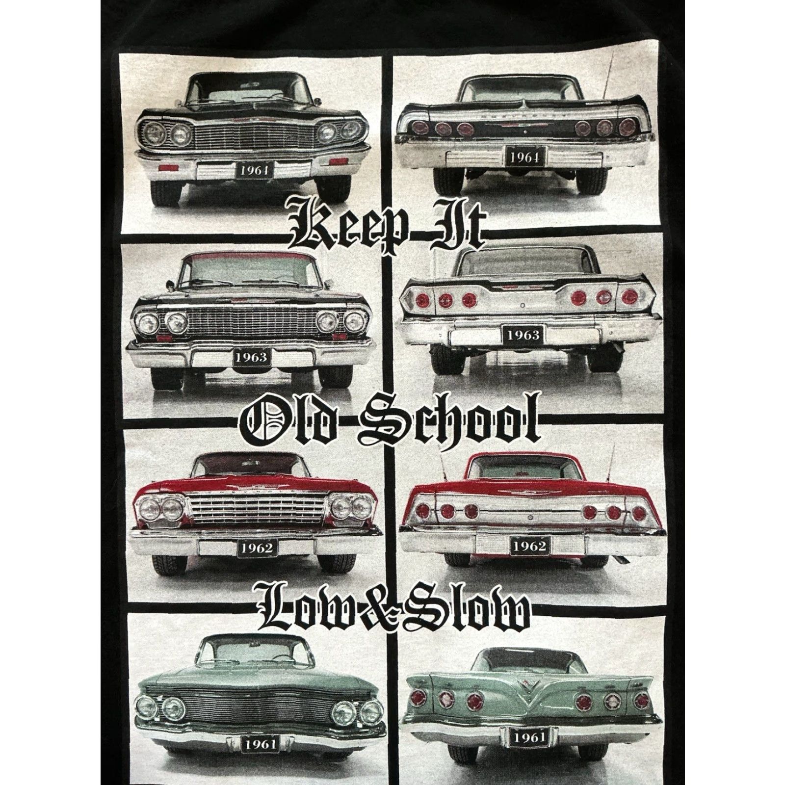 Vintage Shaka Wear T-Shirt Chevy Impala Keep It Old School Low Slow Graphic Black LG Mens Shirt Size US L / EU 52-54 / 3 - 6 Thumbnail