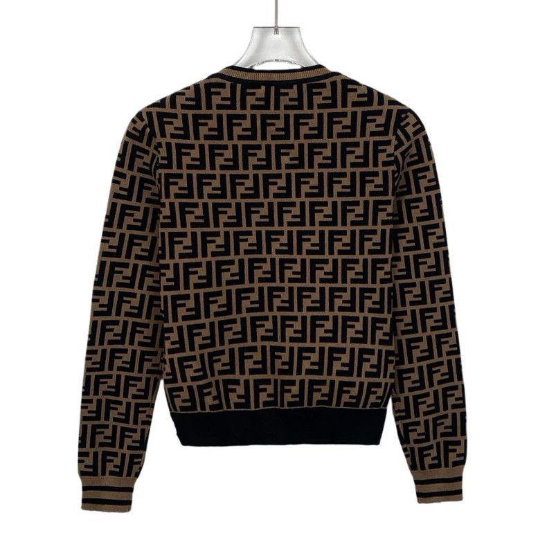 Fendi FENDI Brown logo letter full-print crewneck long-sleeve kn Size 4XL / US 24-26 - 2 Thumbnail