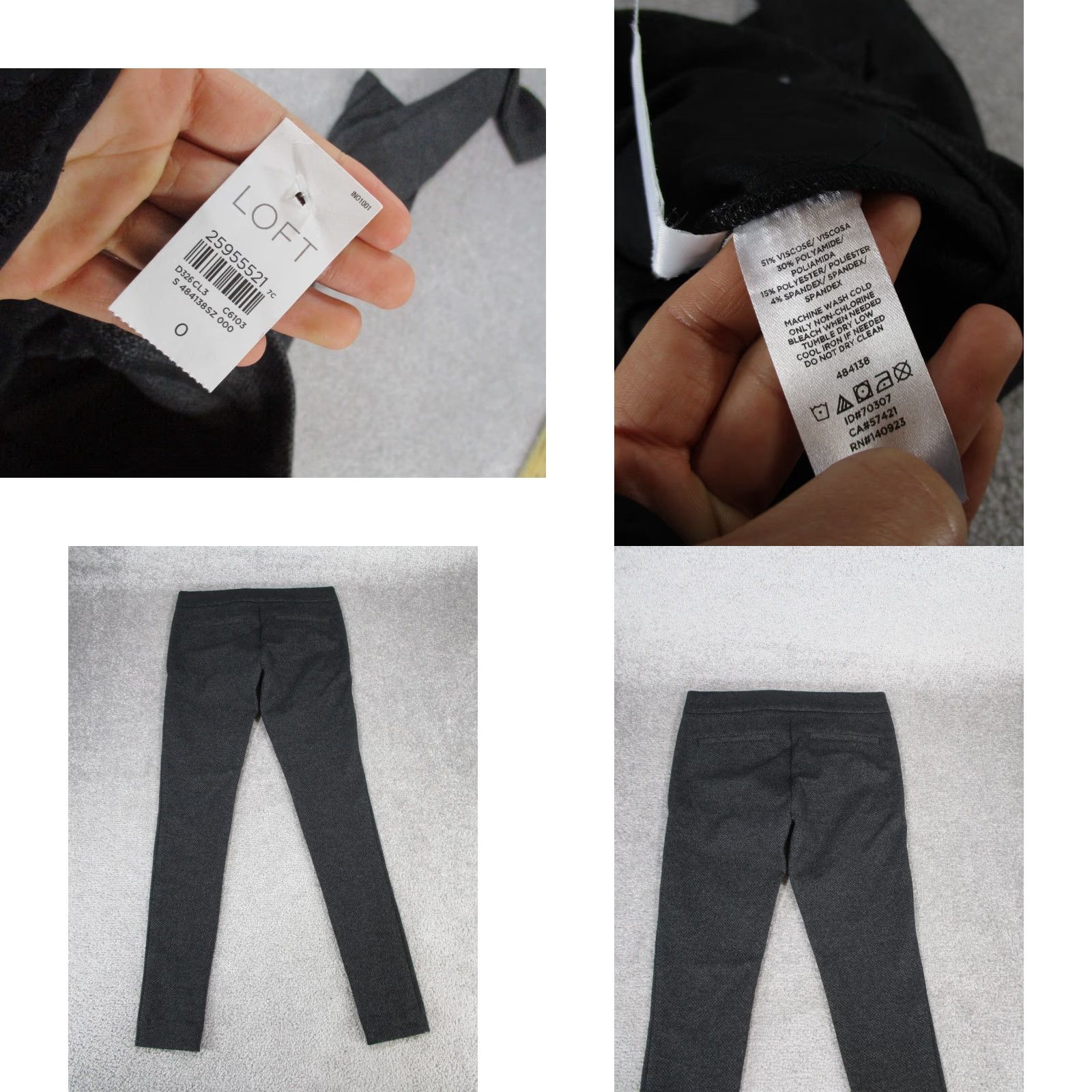 Loft VINTAGE LOFT Pants Womens 0 Dark Gray Zip Pockets Skinny NEW Size 25" / US 0 / IT 36 - 8 Thumbnail