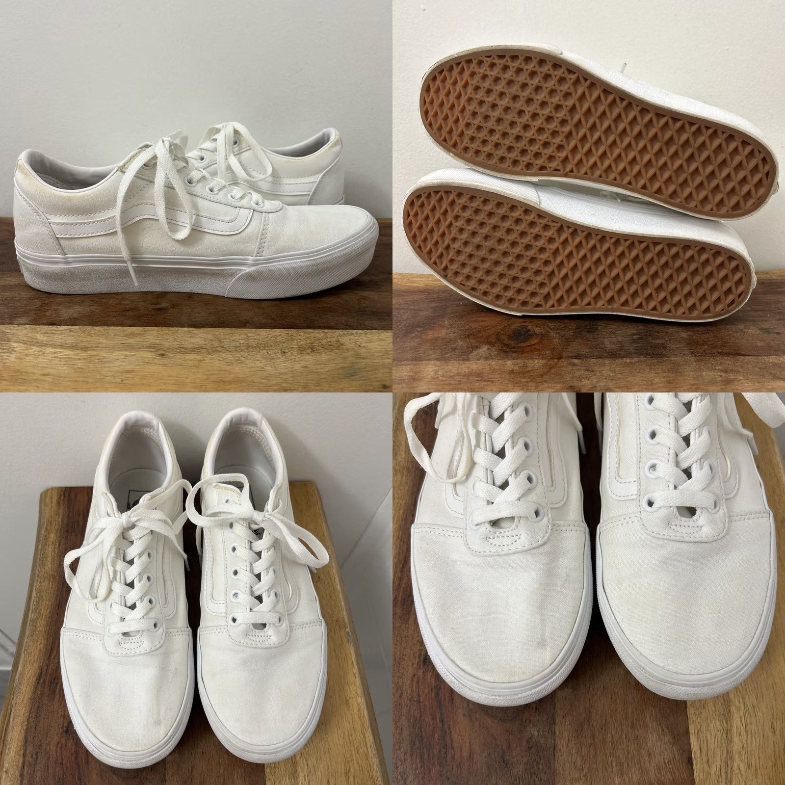 Vans VANS Old Skool Sneaker Womens Size 11 White Canvas Skateboard Shoe 721356 Size US 9 / IT 39 - 8 Thumbnail