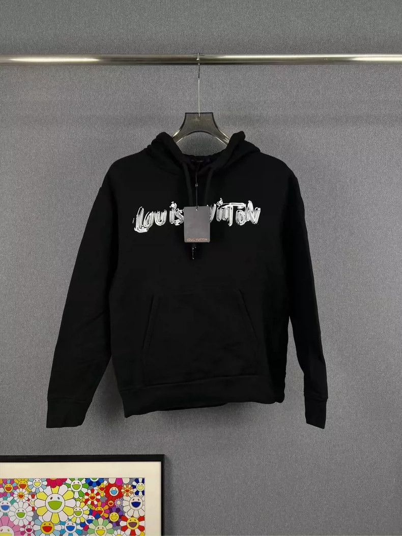 Louis Vuitton Black and White Graffiti Letter Hoodie