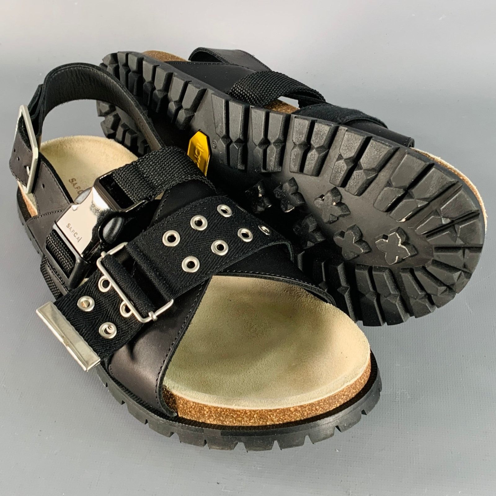 A.P.C. A.P.C. Jules Black Silver Leather Grommets Sandals Size US 11 / EU 44 - 6 Thumbnail