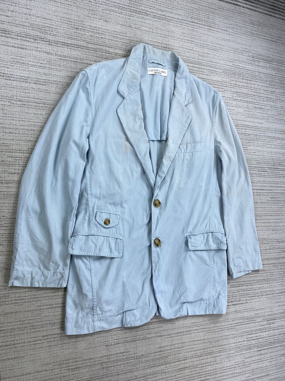 Issey Miyake Vtg Issey Miyake Double Button Light Blue Faded Coat Jacket Size US M / EU 48-50 / 2 - 3 Thumbnail