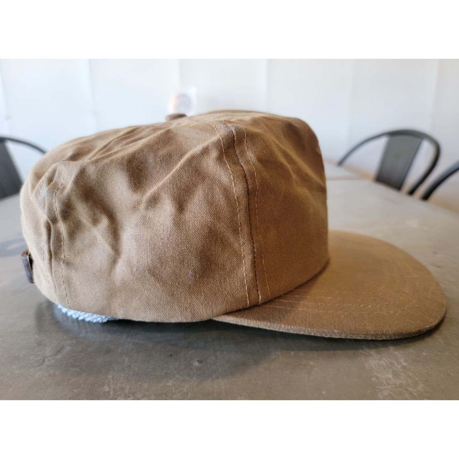 Filson VINTAGE Filson WAXED CANVAS HUNTING HAT WITH LEATHER STRAP Baseball Cap Men Free Brown Skinny Strap Hat Mens Hunter Cap Size ONE SIZE - 3 Thumbnail