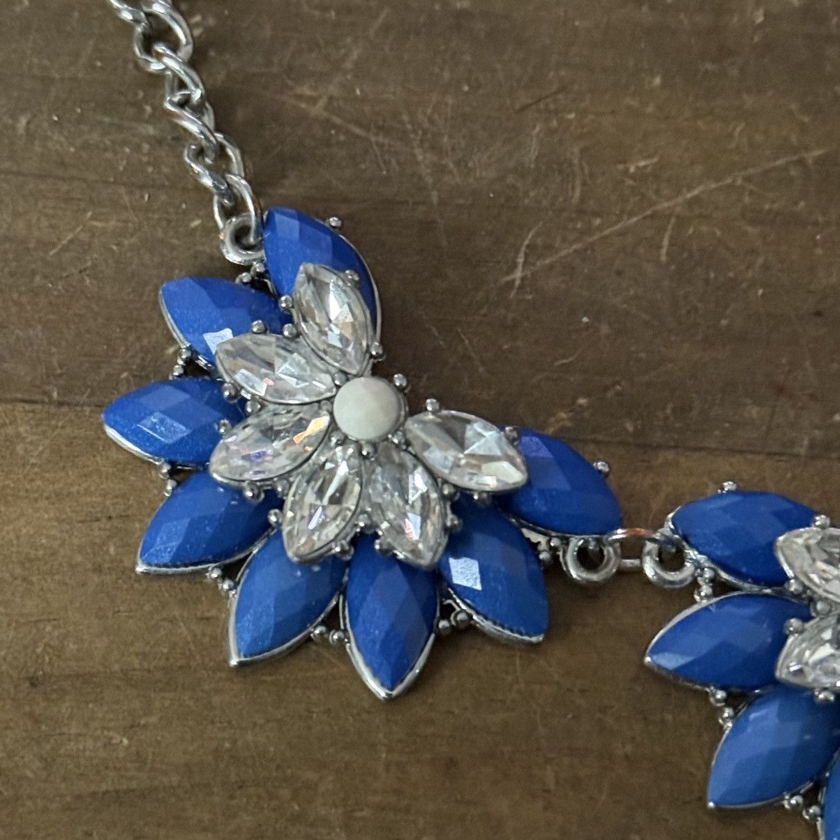 Other Silver tone blue and clear rhinestone statement necklace Size ONE SIZE - 8 Thumbnail