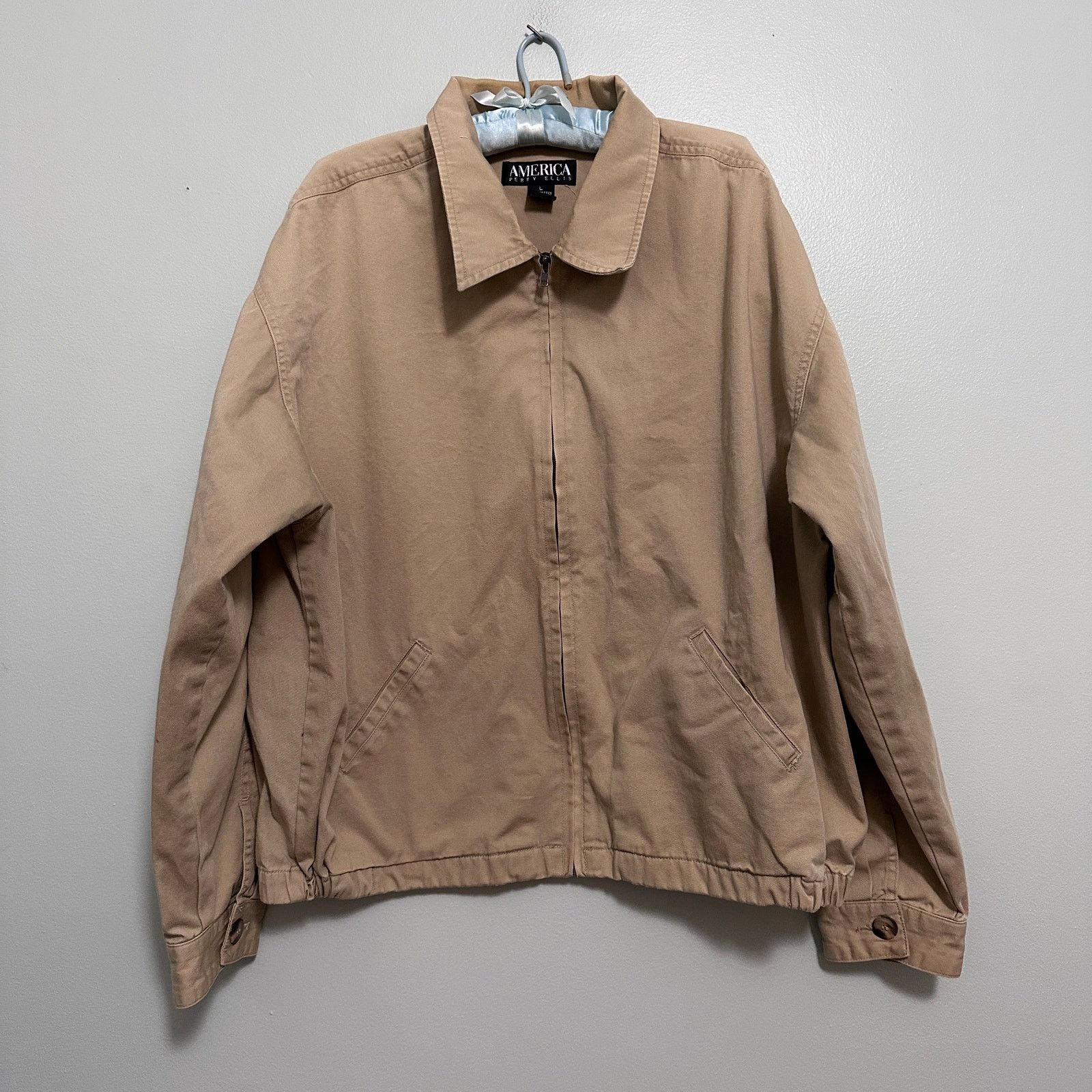 Perry Ellis Vintage 90s Perry Ellis tan windbreaker jacket size L Size US L / EU 52-54 / 3 - 2 Thumbnail