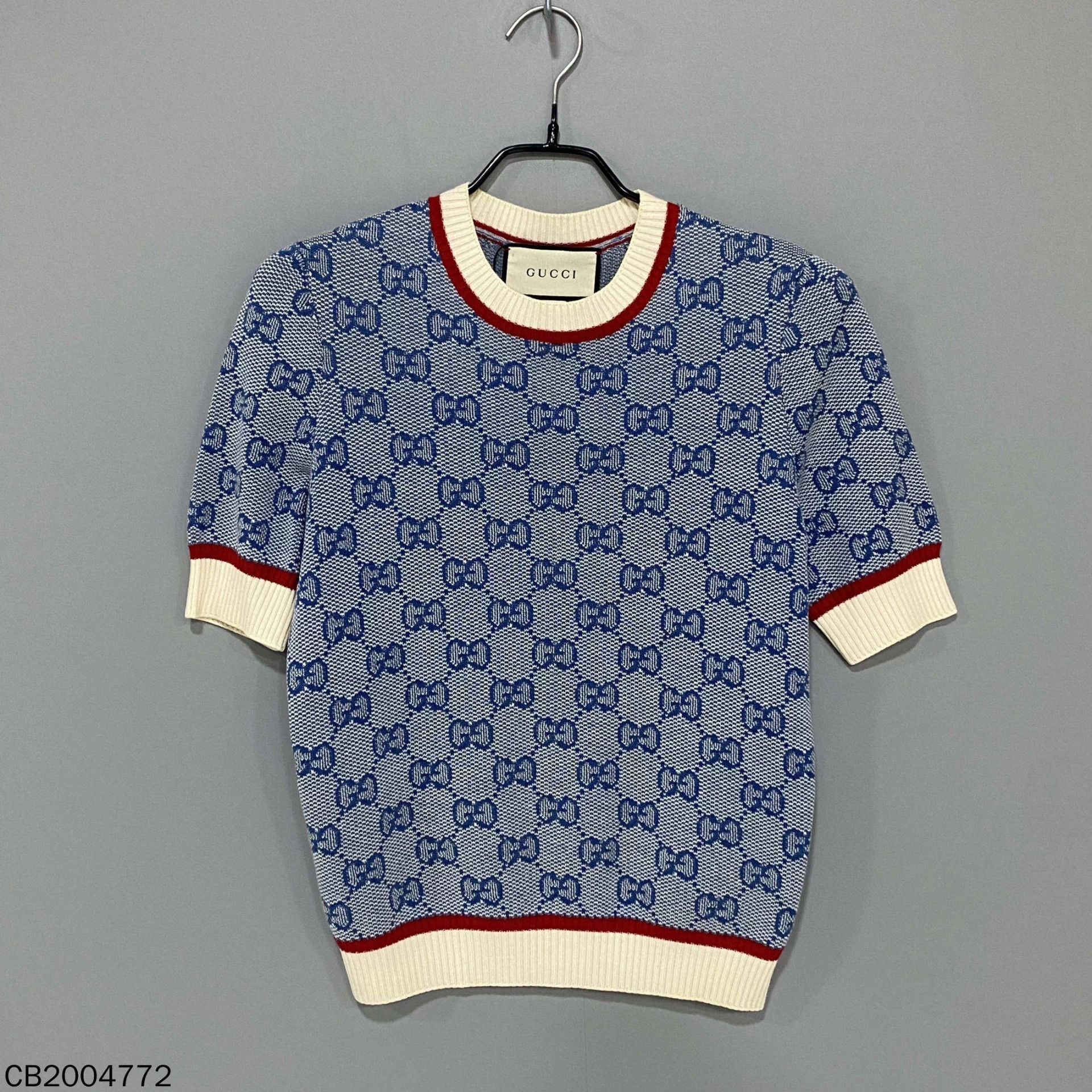 Gucci GUCCI Mist Blue All-Over Print Knit Short-Sleeve M Size M / US 6-8 / IT 42-44 - 1 Thumbnail