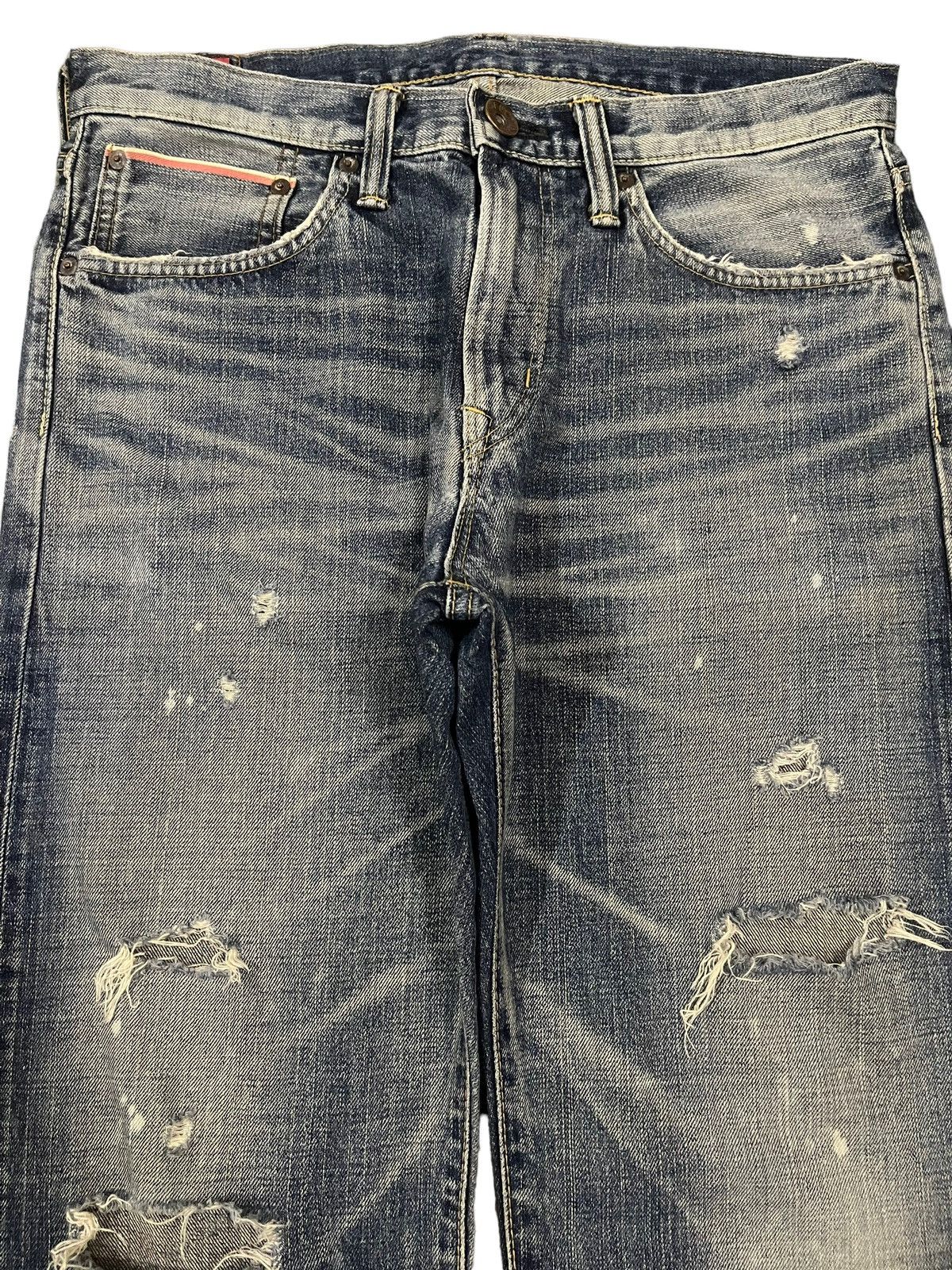 Edwin Vintage 90s Edwin 505 Selvedge Blue Wash Distressed Jeans Size US 32 / EU 48 - 4 Thumbnail