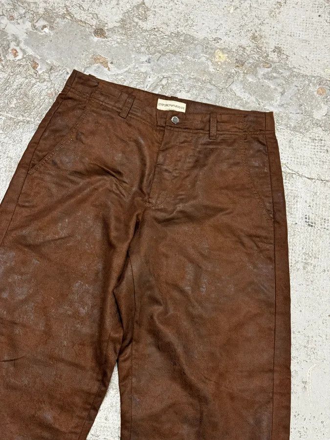 Emporio Armani 1990s Emporio Armani Brown Irregular Leather Large Pants Size US 32 / EU 48 - 6 Thumbnail