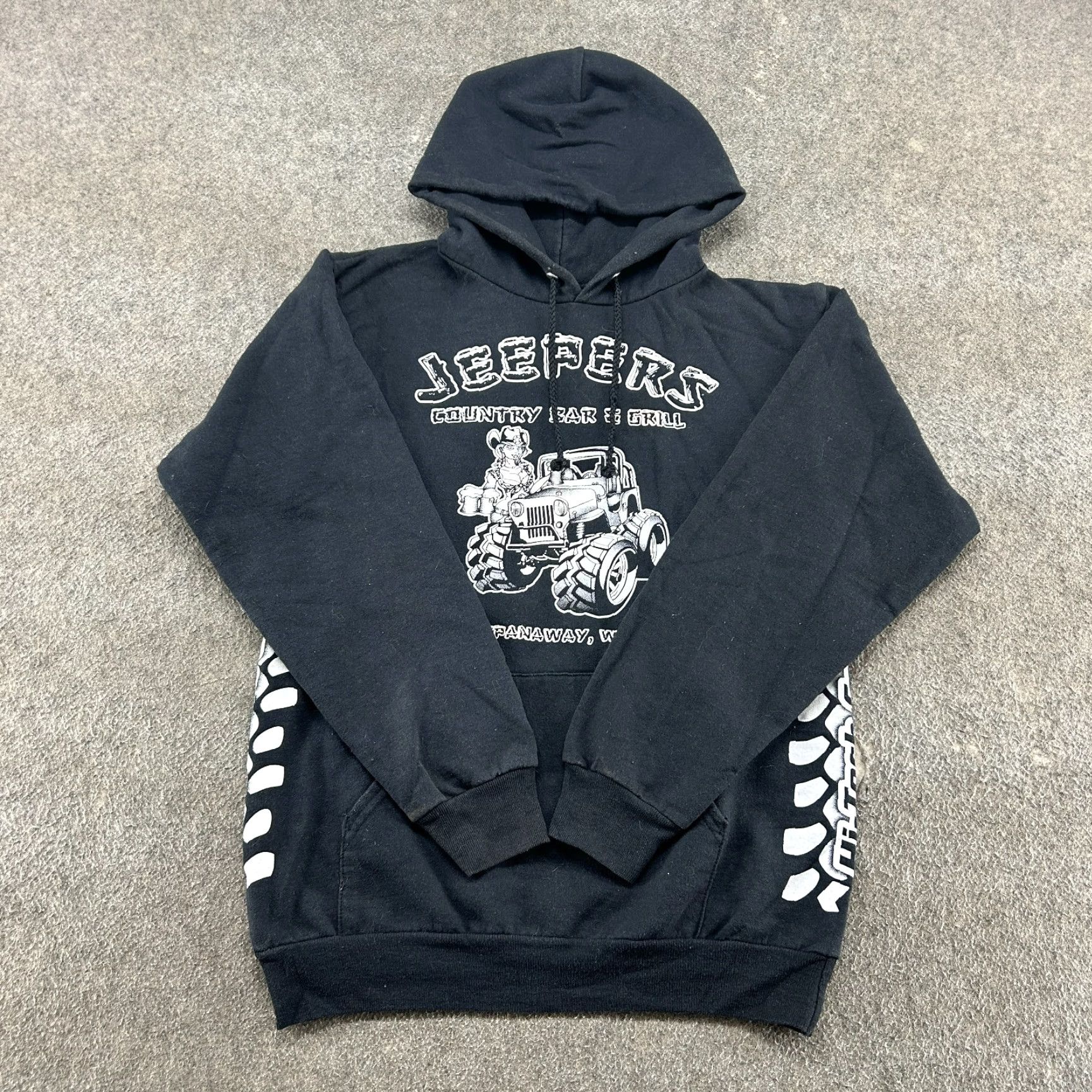 Port & Company VINTAGE Jeepers Hoodie Mens S Black Pullover Hooded Off Road Jeep Trail Crawler Y2K Size US S / EU 44-46 / 1 - 2 Thumbnail