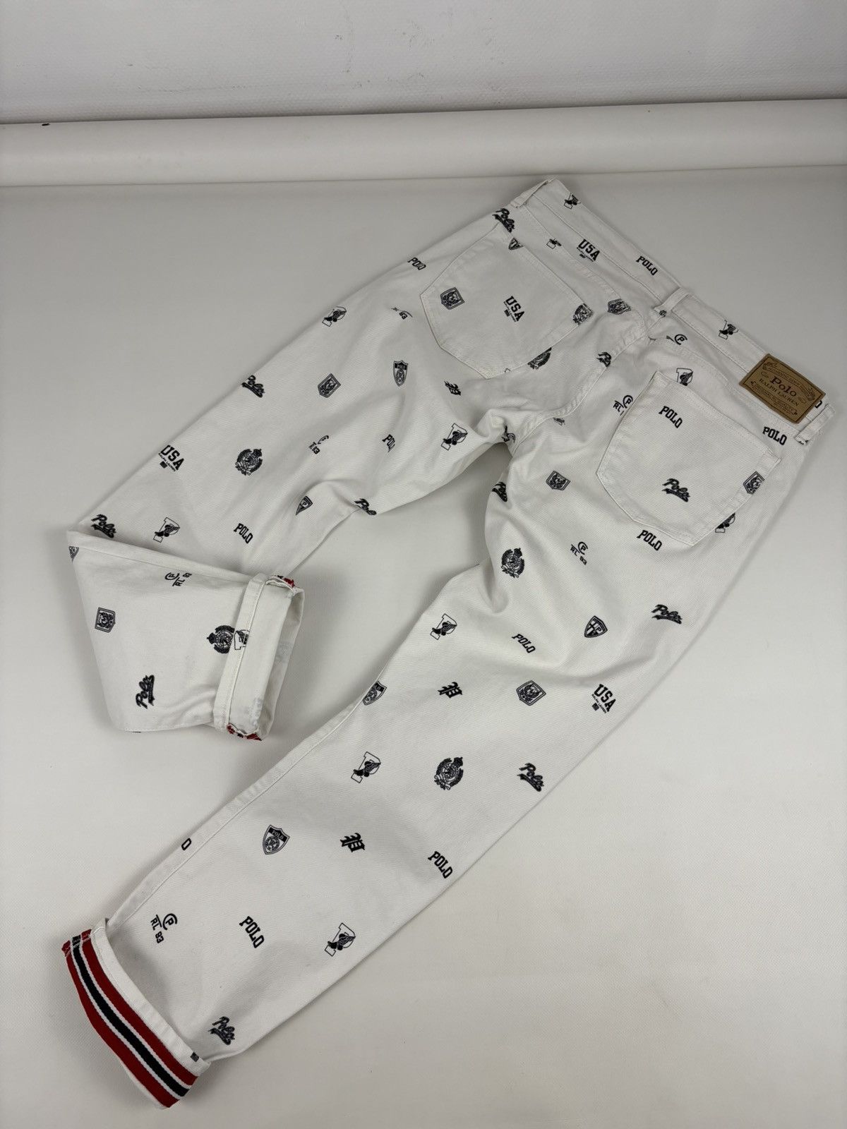 RRL Ralph Lauren Rare Polo Bear Multi-Logo Double Rrl Print Pattern Cotton Denim Pants Jeans Size US 34 / EU 50 - 5 Thumbnail