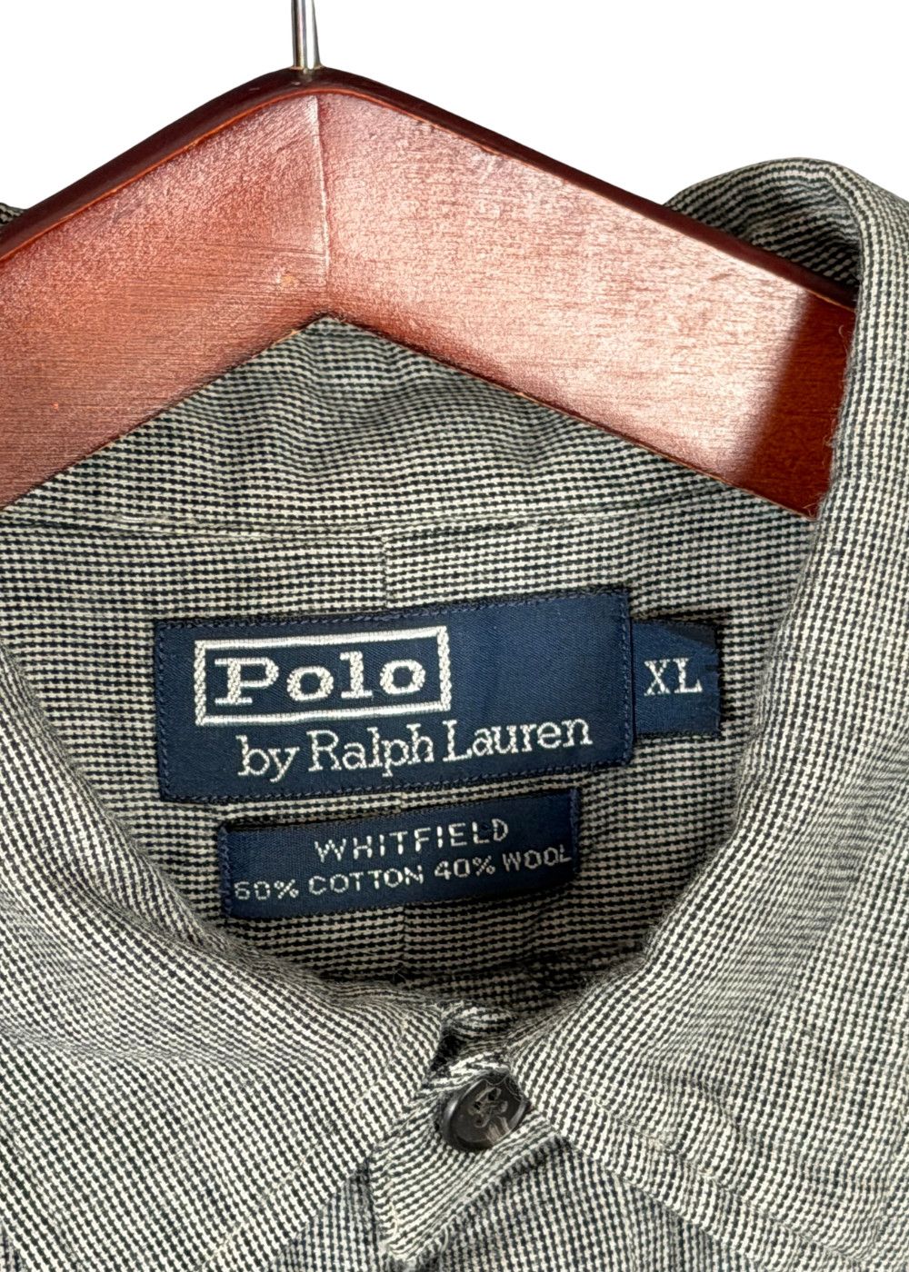 90s PRL Whitfield Cotton-Wool Workshirt-Micro-Check image 3