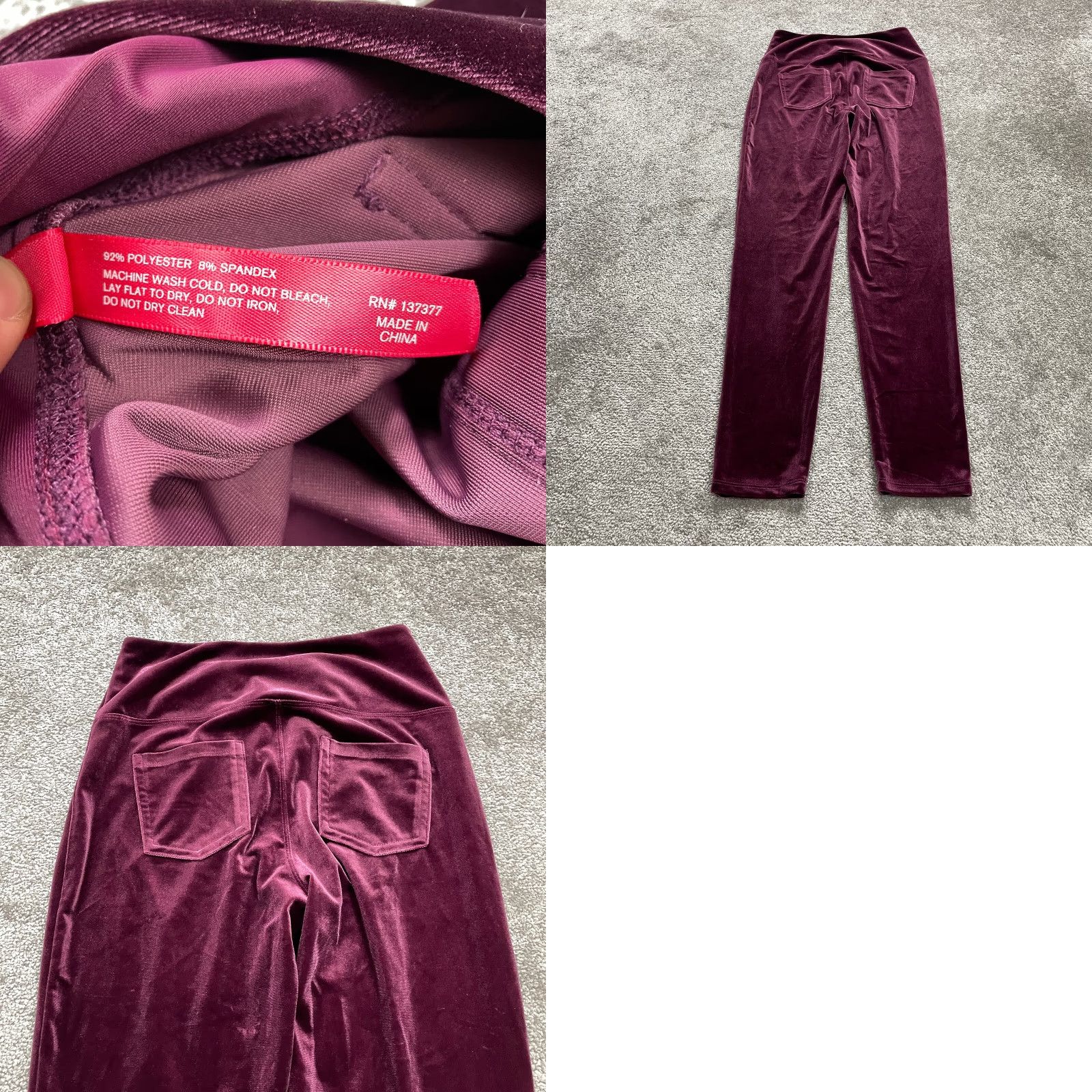 Velvet Ruby Ribbon Women’s Medium Red Velvet Leggings Soft Comfort 26x29 Size 32" / US 10 / IT 46 - 8 Thumbnail