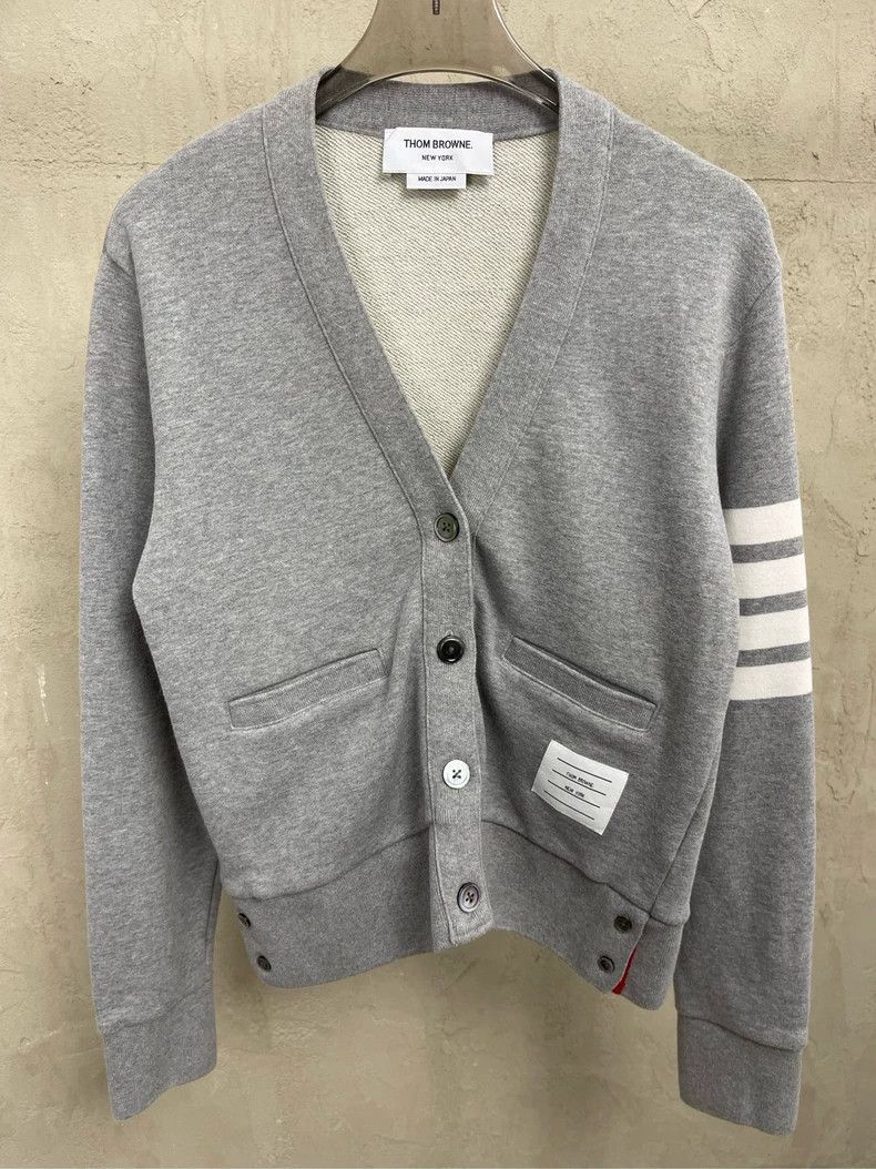 Thom Browne Thom browne Gray four-striped knitted cardigan jacket 2504- Size XS / US 0-2 / IT 36-38 - 3 Thumbnail