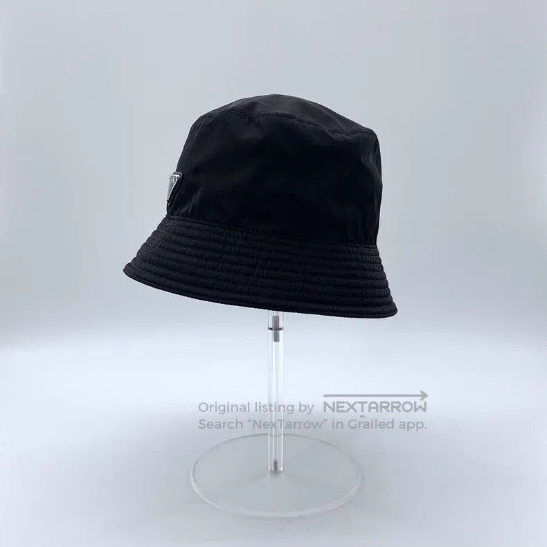 Prada Prada SizeM Black triangle nylon fisherman's hat Size ONE SIZE - 3 Thumbnail