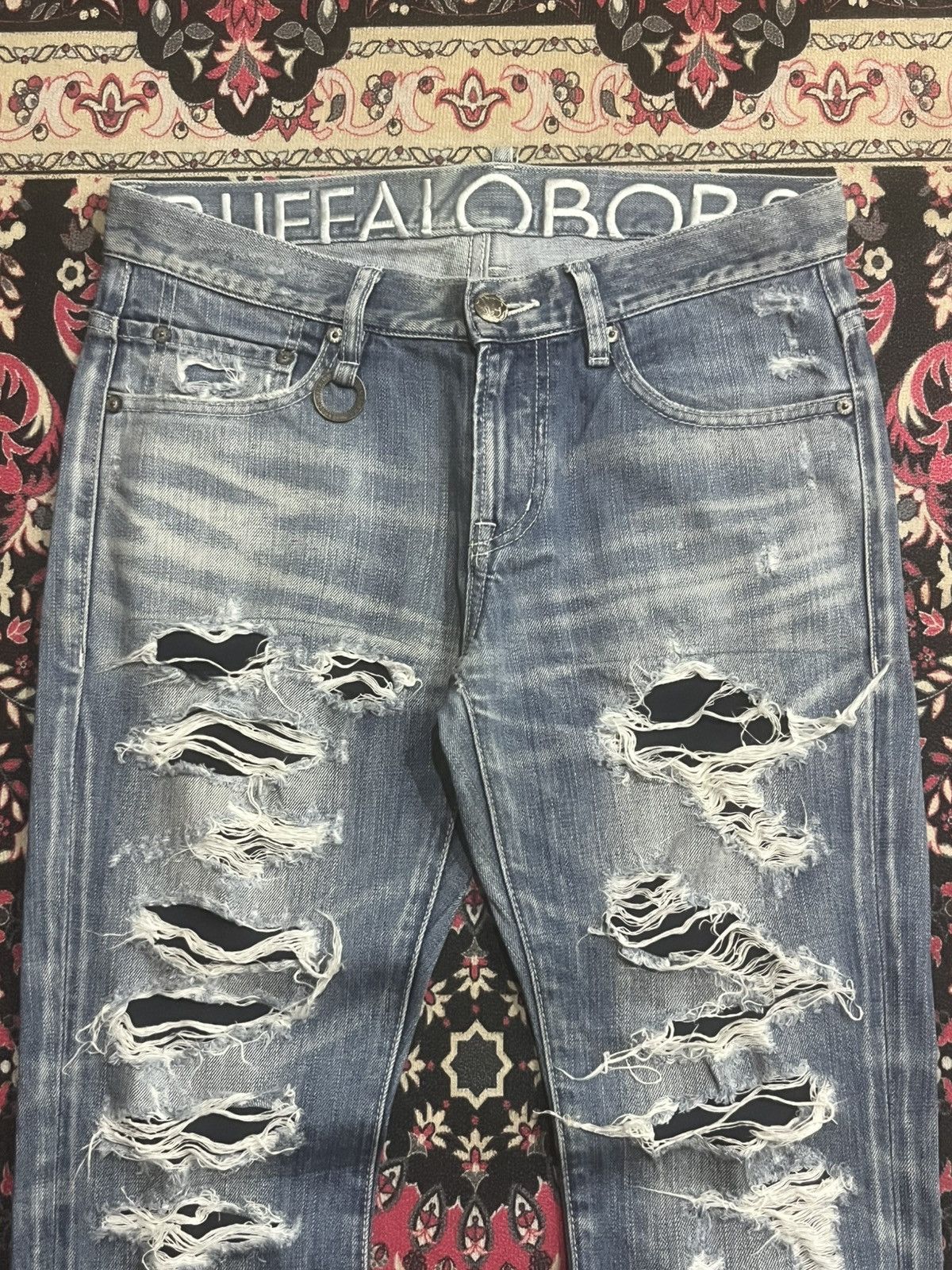 BUFFALO BOBS Japanese Brand Buffalo Bobs Trashed Ripped Skinny Fit Jeans Size US 32 / EU 48 - 4 Thumbnail