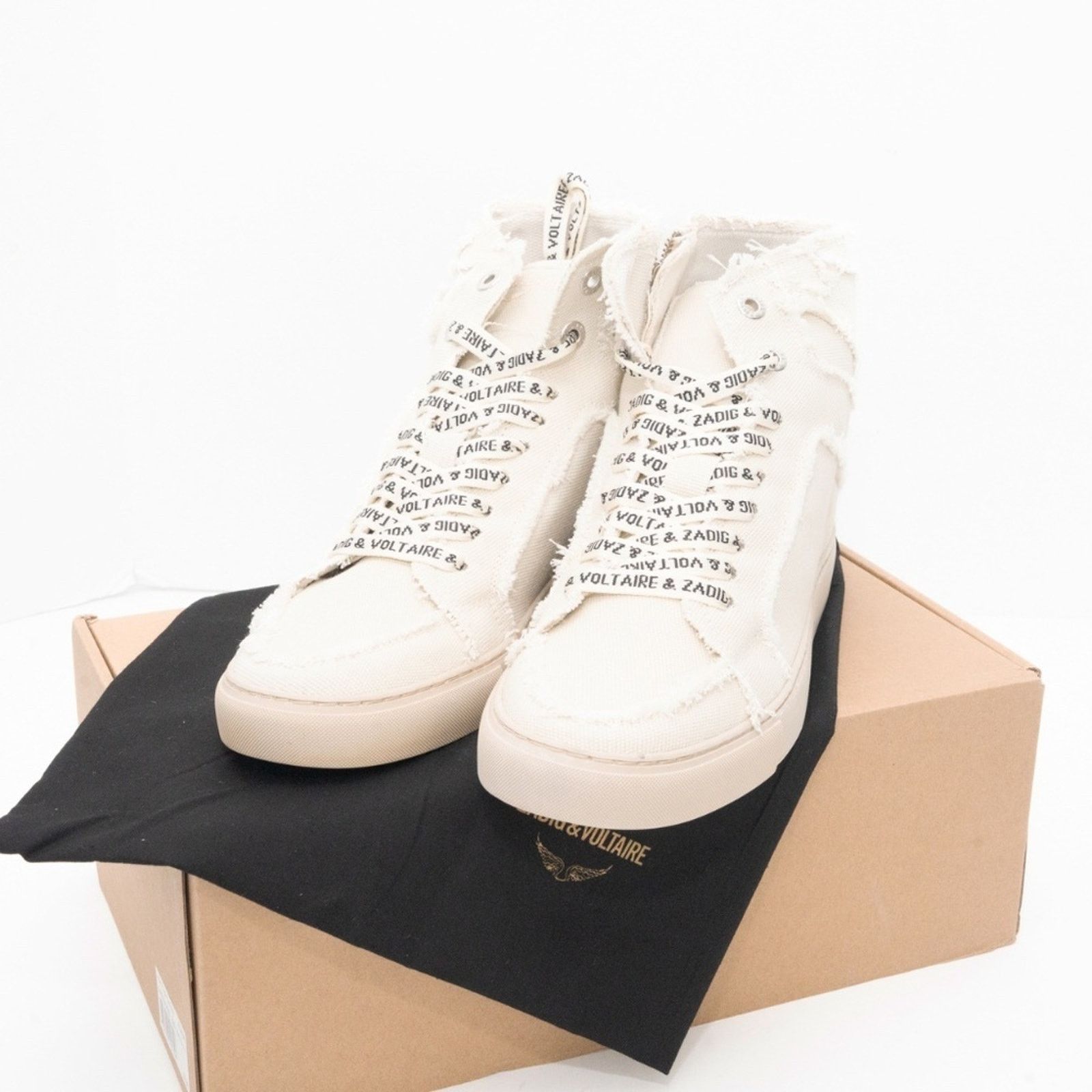 Zadig & Voltaire Zadig Voltaire. High Flash Canvas Shoes In White. Size US 10 / IT 40 - 3 Thumbnail