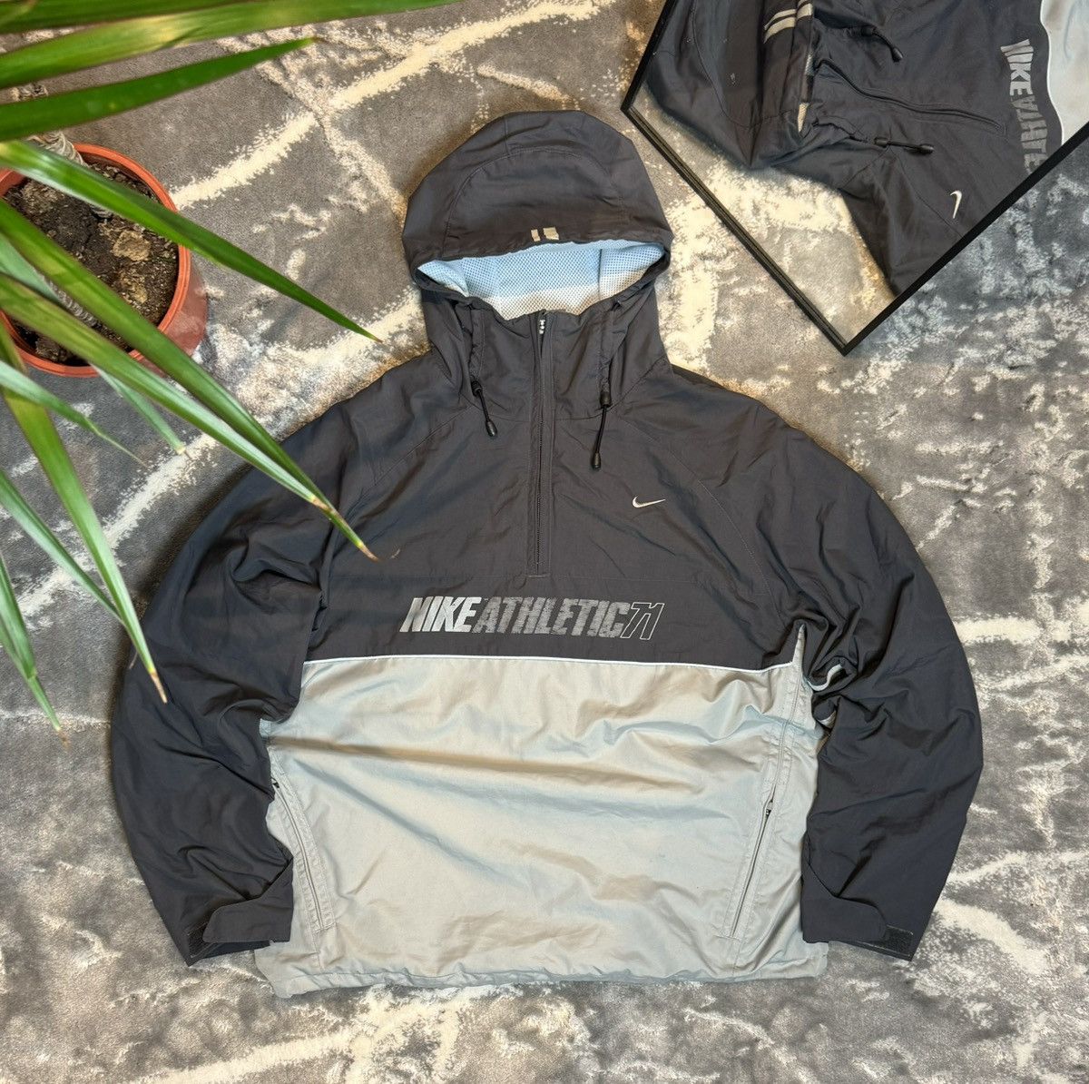 Vintage 90s Nike Green & Blue Crazy Pattern Pullover Anorak Jacket XXL main image 0