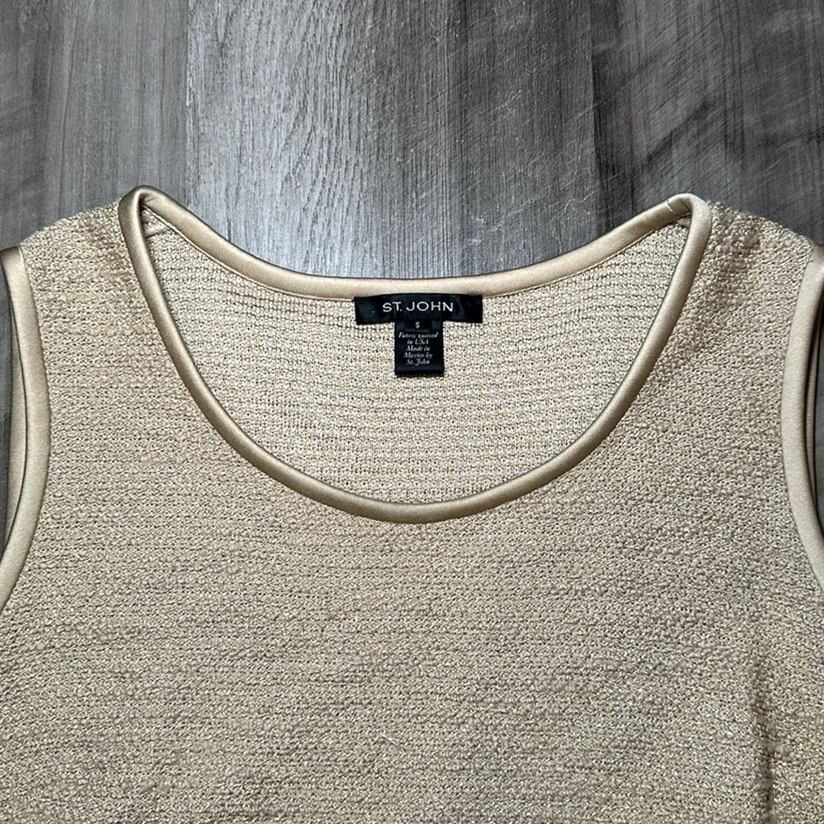 St. John St. John Wool Blend Gold Sleeveless Top - Small Size S / US 4 / IT 40 - 4 Thumbnail