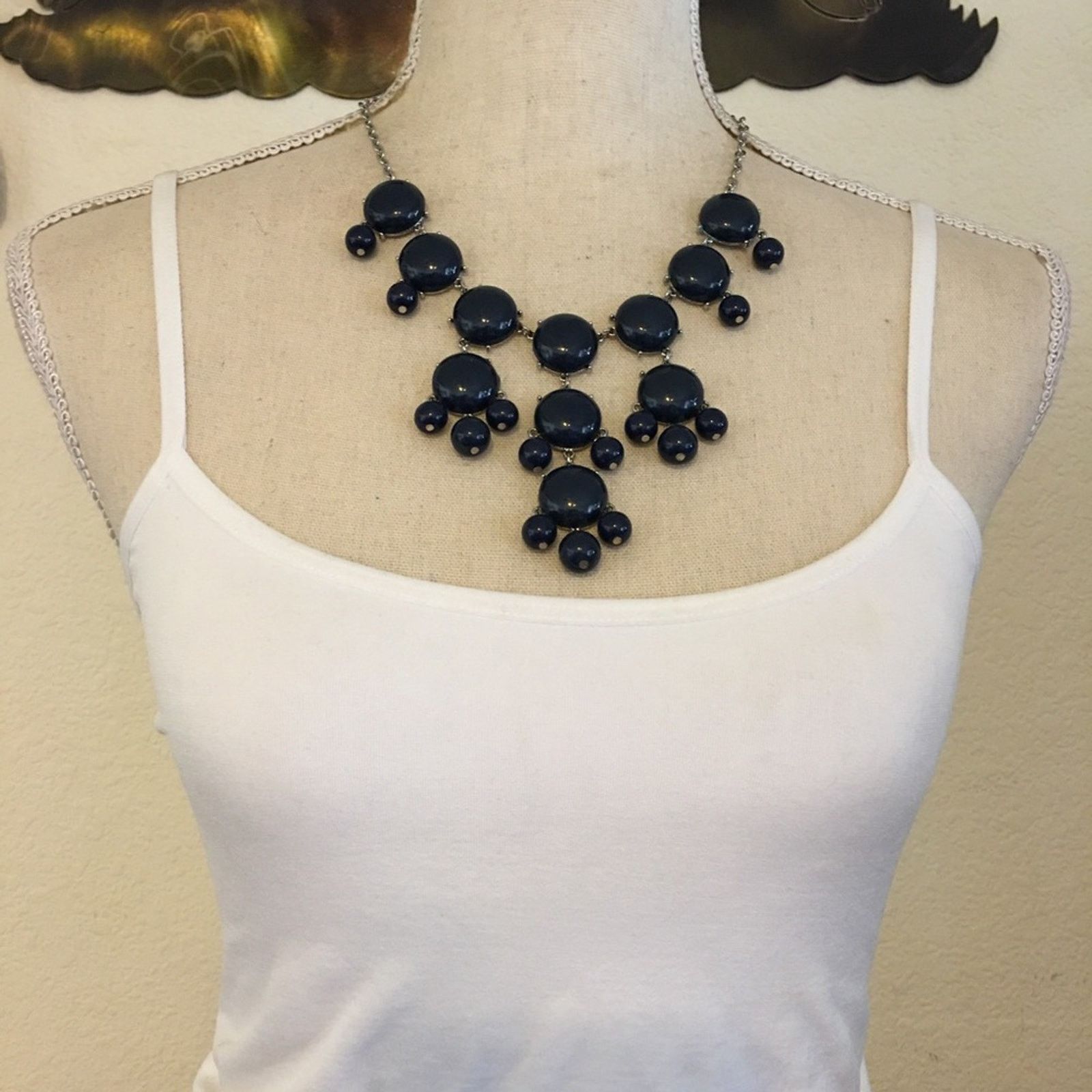 Jewelry Modern navy beaded chandelier style necklace Size ONE SIZE - 3 Thumbnail