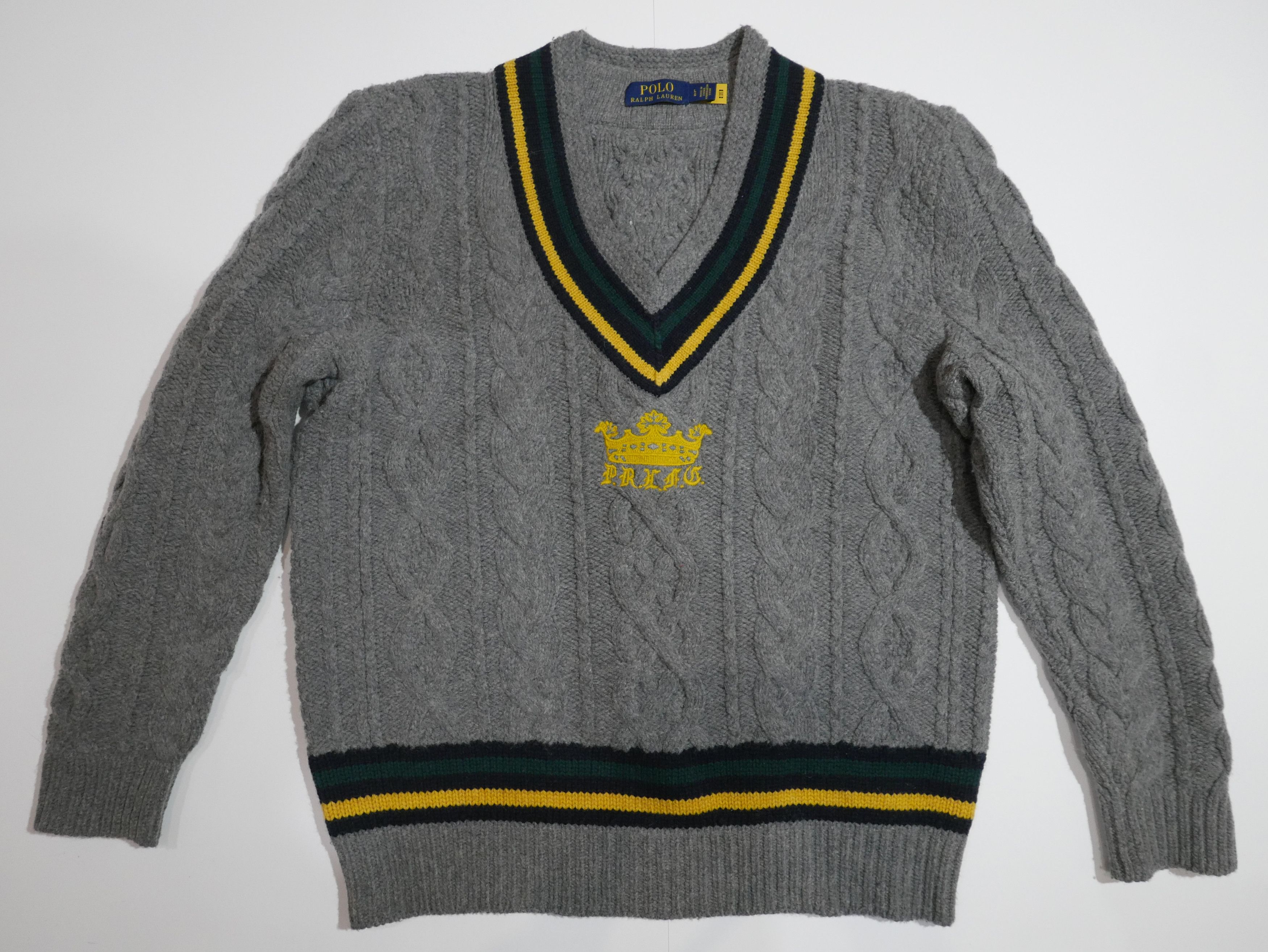 Polo Ralph Lauren Polo Ralph Lauren Sweater Gray Crest Cricket Cable Wool L Size US L / EU 52-54 / 3 - 1 Thumbnail