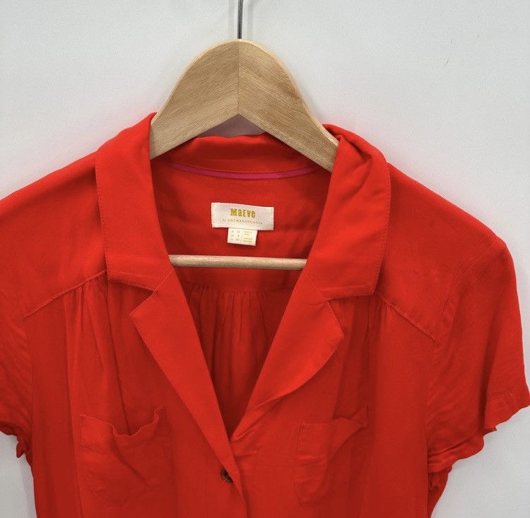 Anthropologie Anthropologie “Maeve” Collared Button Down Tie-Waist Blouse Size L / US 10 / IT 46 - 4 Thumbnail