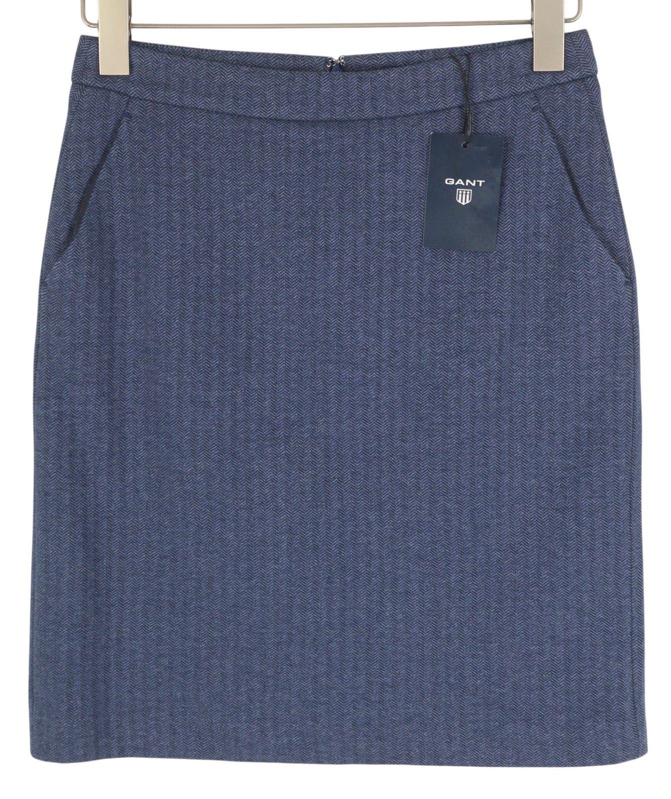 Gant EU36 Blue Herringbone Zip Fly Pencil Skirt 85177 Size 28" / US 6 / IT 42 - 1 Thumbnail