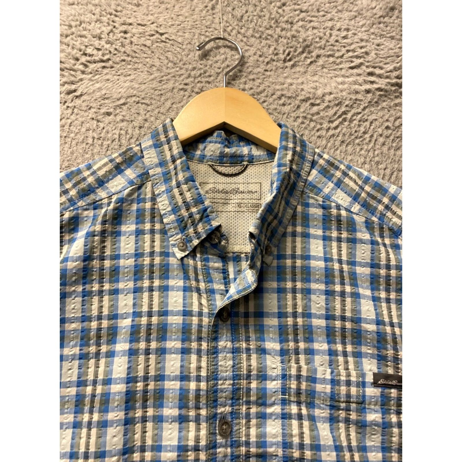Eddie Bauer Eddie Bauer Button-Up Shirt XL Turquoise Blue Plaid Multicolor Short Sleeve Button-Down Pocket Classic Outdoor Travel Mens XL Size US XL / EU 56 / 4 - 4 Thumbnail