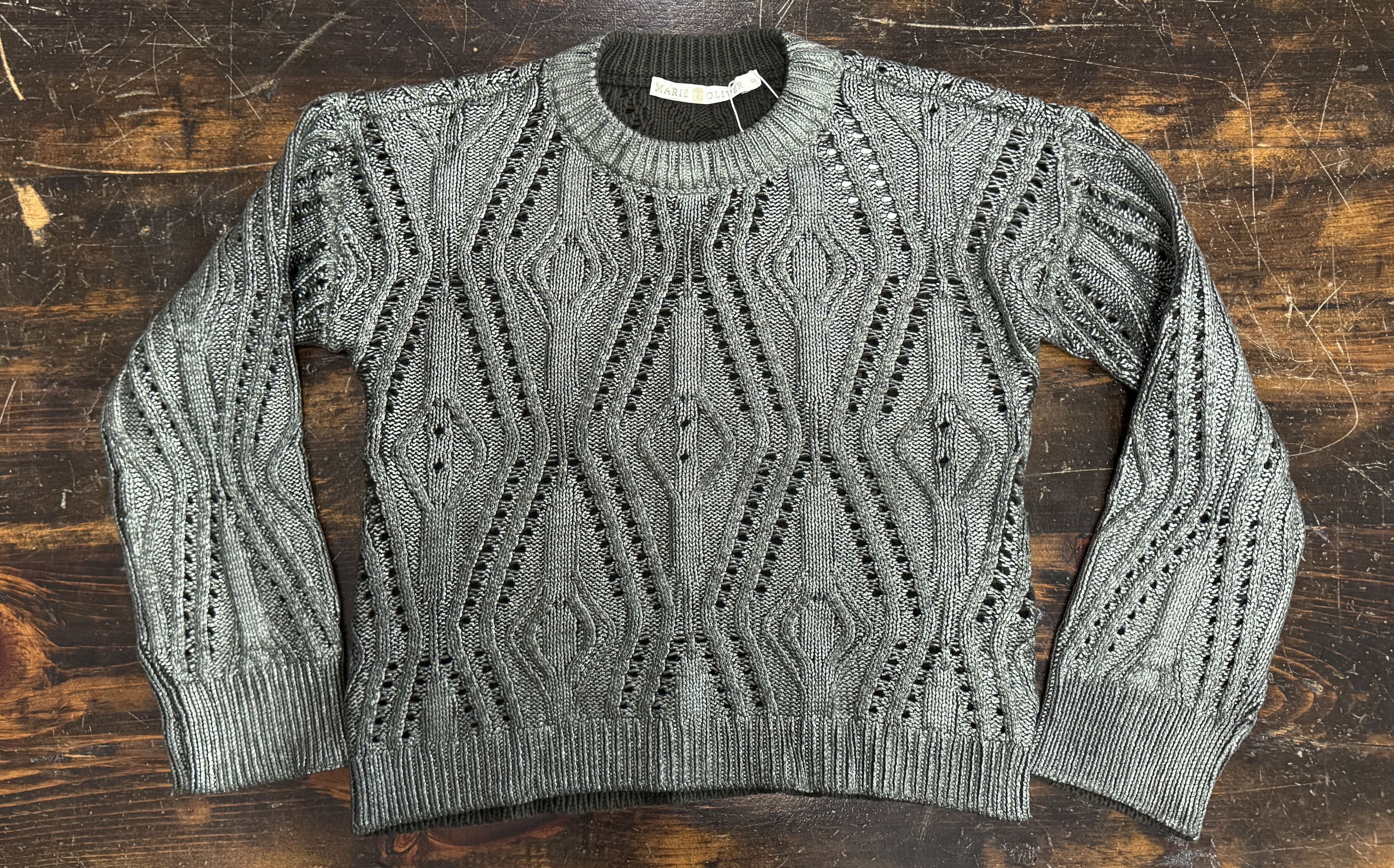 Marie Oliver Army green foiled cable-knit sweater Size XS / US 0-2 / IT 36-38 - 3 Thumbnail