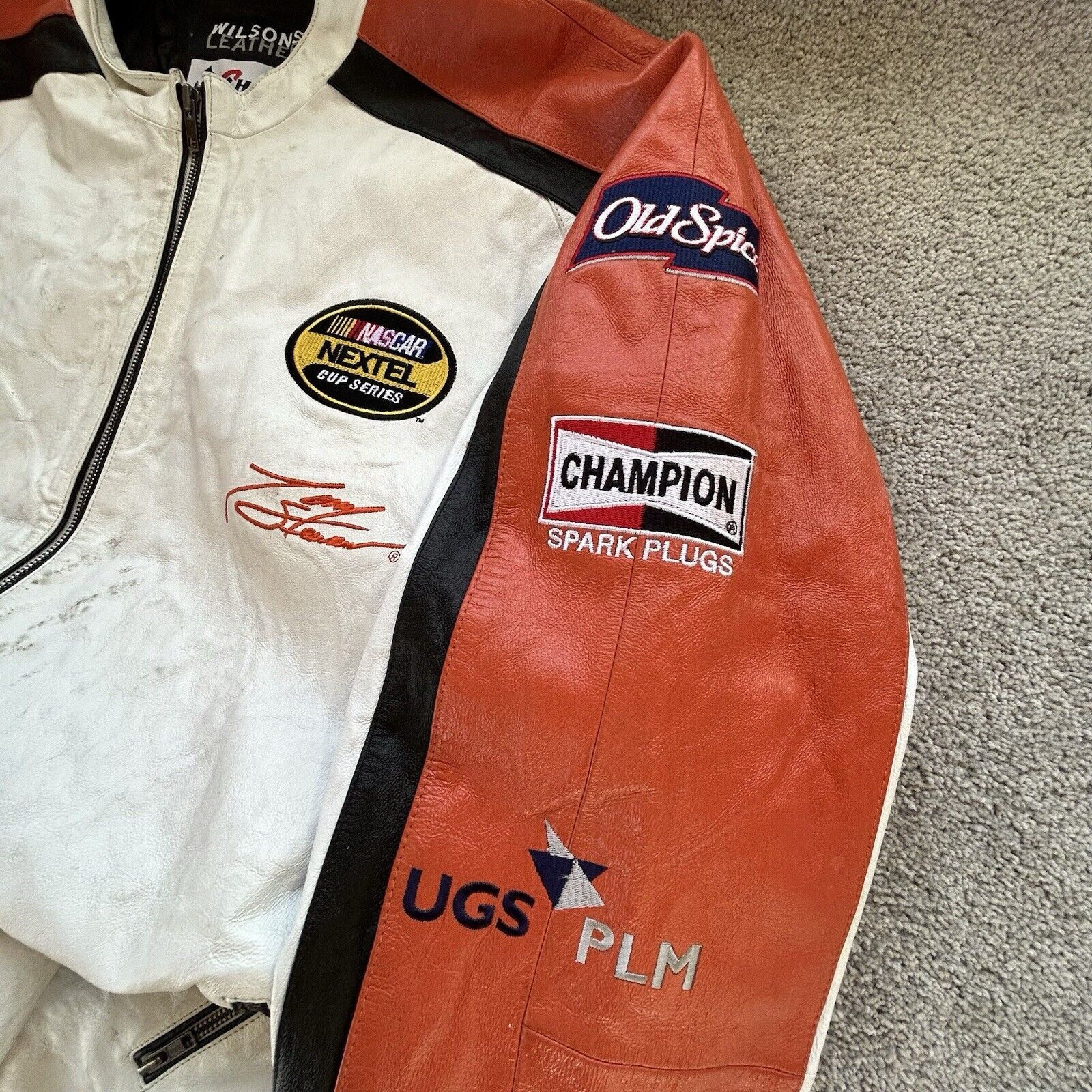 Vintage Nascar Leather Jacket Adult XXL Tony Stewart