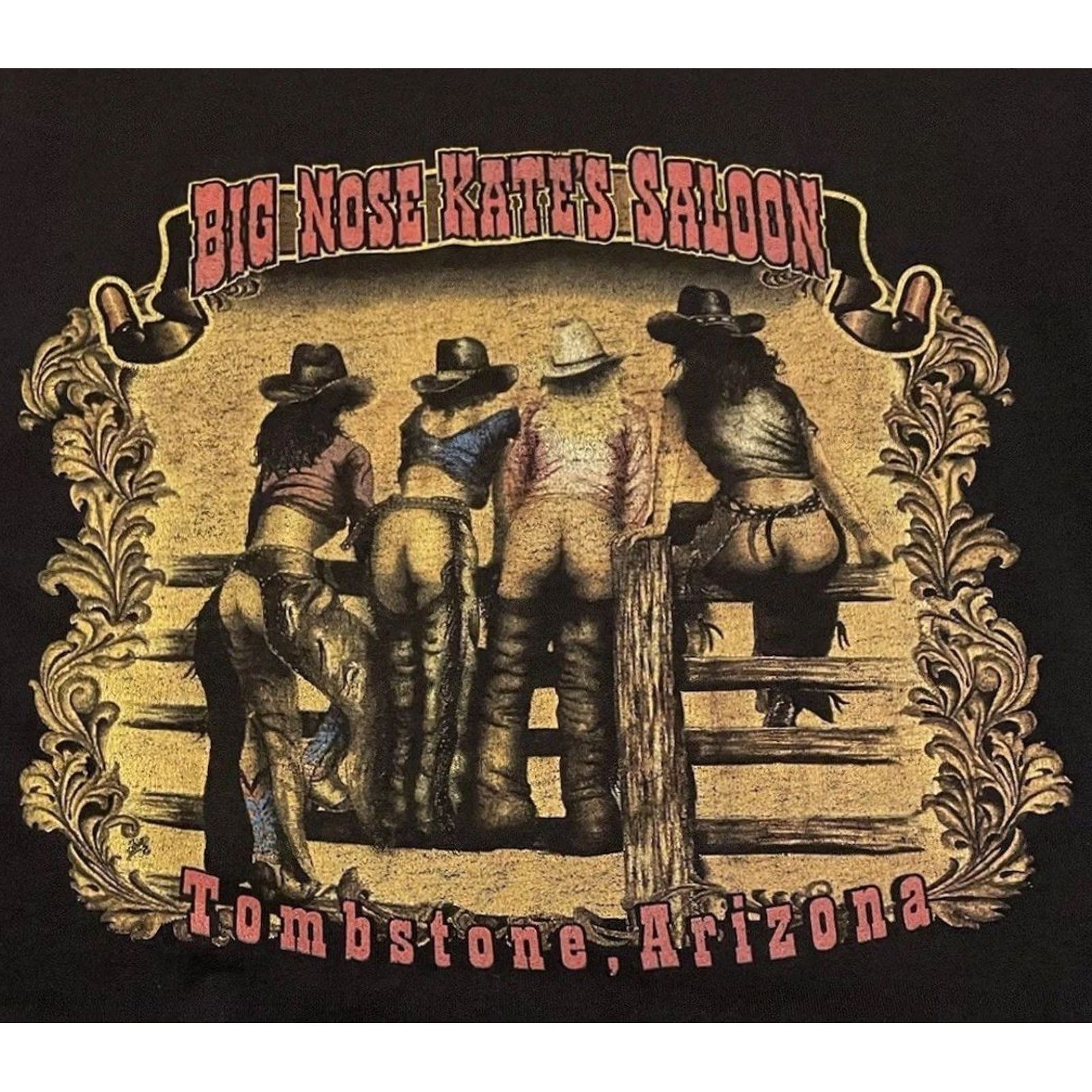 Vintage VINTAGE Big Nose Kates Saloon Tombstone Arizona Faded Shirt XL Black Harley Grunge 80s 90s Bar Joke Humor USA Western Rock Mens T-Shirt Size US XL / EU 56 / 4 - 3 Thumbnail