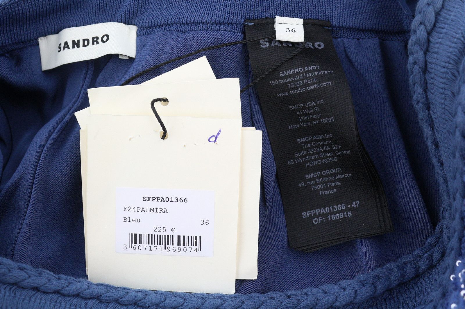 Sandro PALMIRA 36 S Blue Tweed Metallic Shiny Straight Fit 88505 Size 25" / US 0 / IT 36 - 7 Thumbnail