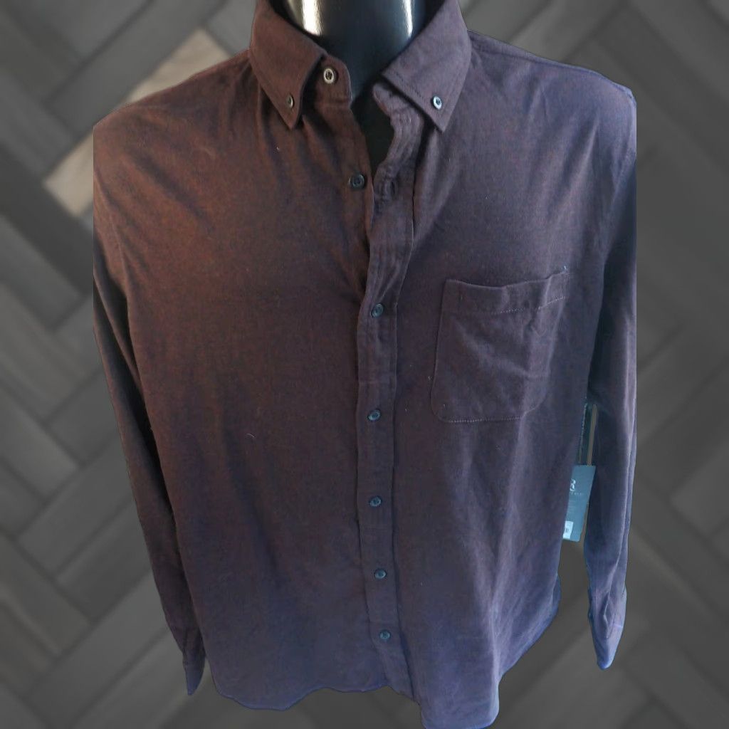 Vintage ROCK & REPUBLIC LS Ultra Comfort Stretch Button Down Shirt XL Cabernet/Black Cotton Blend NWT Men’s Button-Up Cotton Blend Shirt Size US XL / EU 56 / 4 - 1 Thumbnail