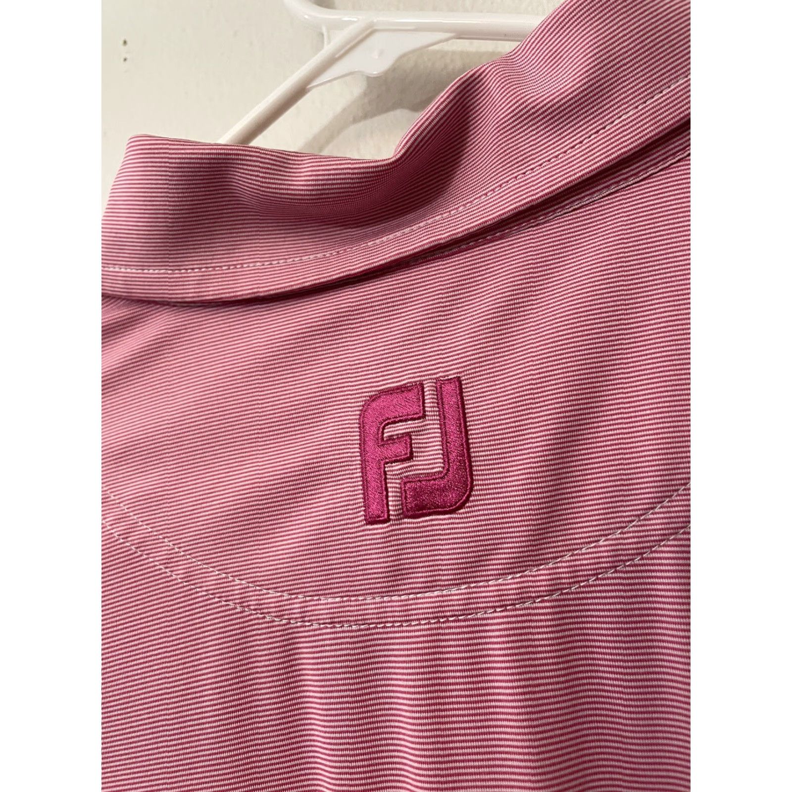 Footjoy FOOTJOY Polo Shirt M Men Striped Sport Golf Casual Activewear Short Sleeve Pink Blue Pattern Size US XL / EU 56 / 4 - 4 Thumbnail