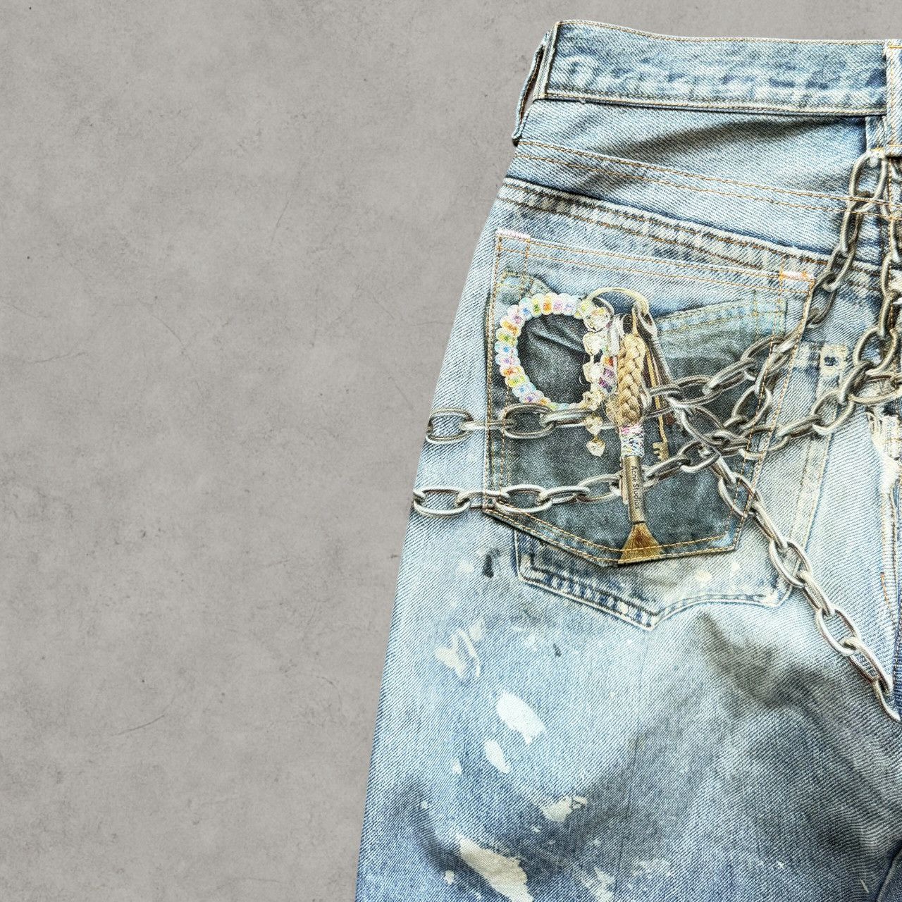 Acne Studios Acne Studios 1981M Trompe Loeil Chain Denim Jeans Sz 46 Size US 31 - 5 Thumbnail