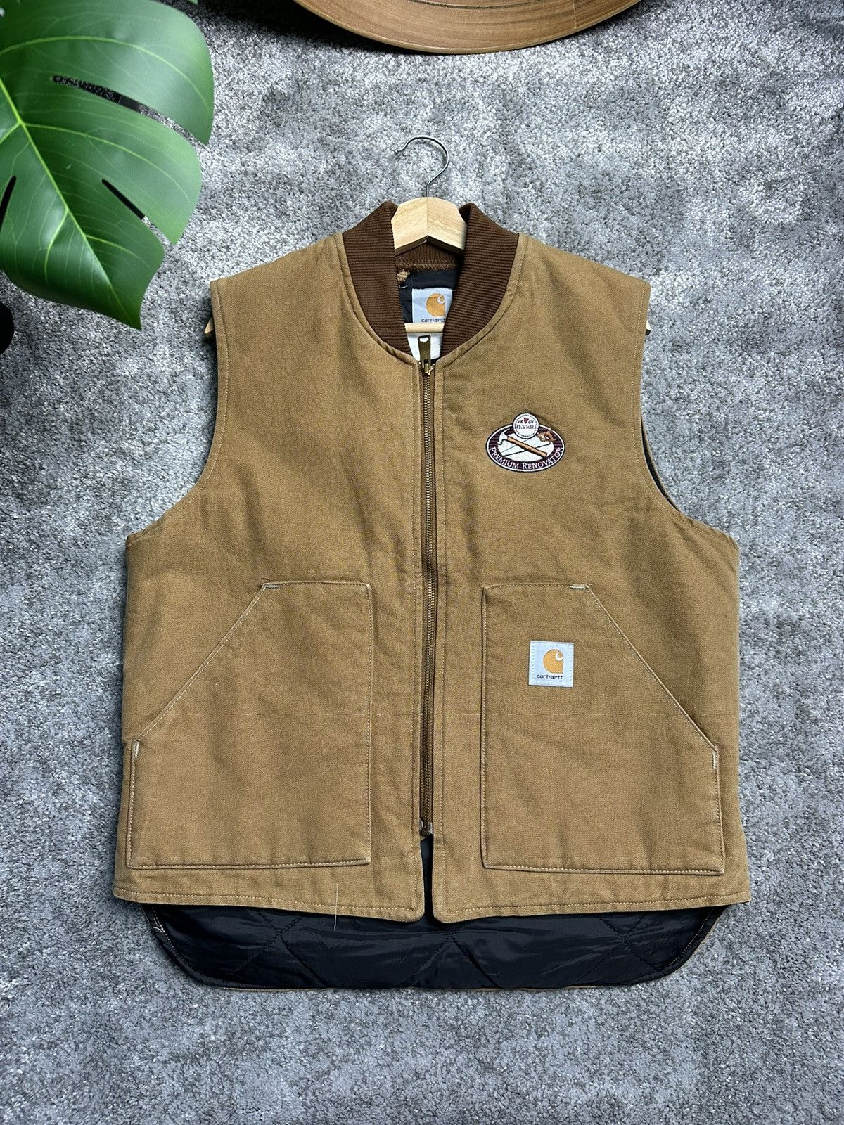 image of Carhartt Quilted Lined Zip Up Vest in Brown, Men's (Size Medium)
