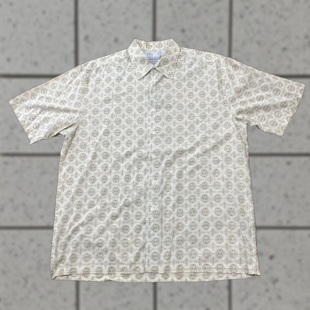 Quiksilver VINTAGE Quiksilver Shirt Men L Geometric Western 50" Tan Cream Button-Up Casual Short Sleeve Geometric Pattern Mens Size US L / EU 52-54 / 3 - 1 Thumbnail