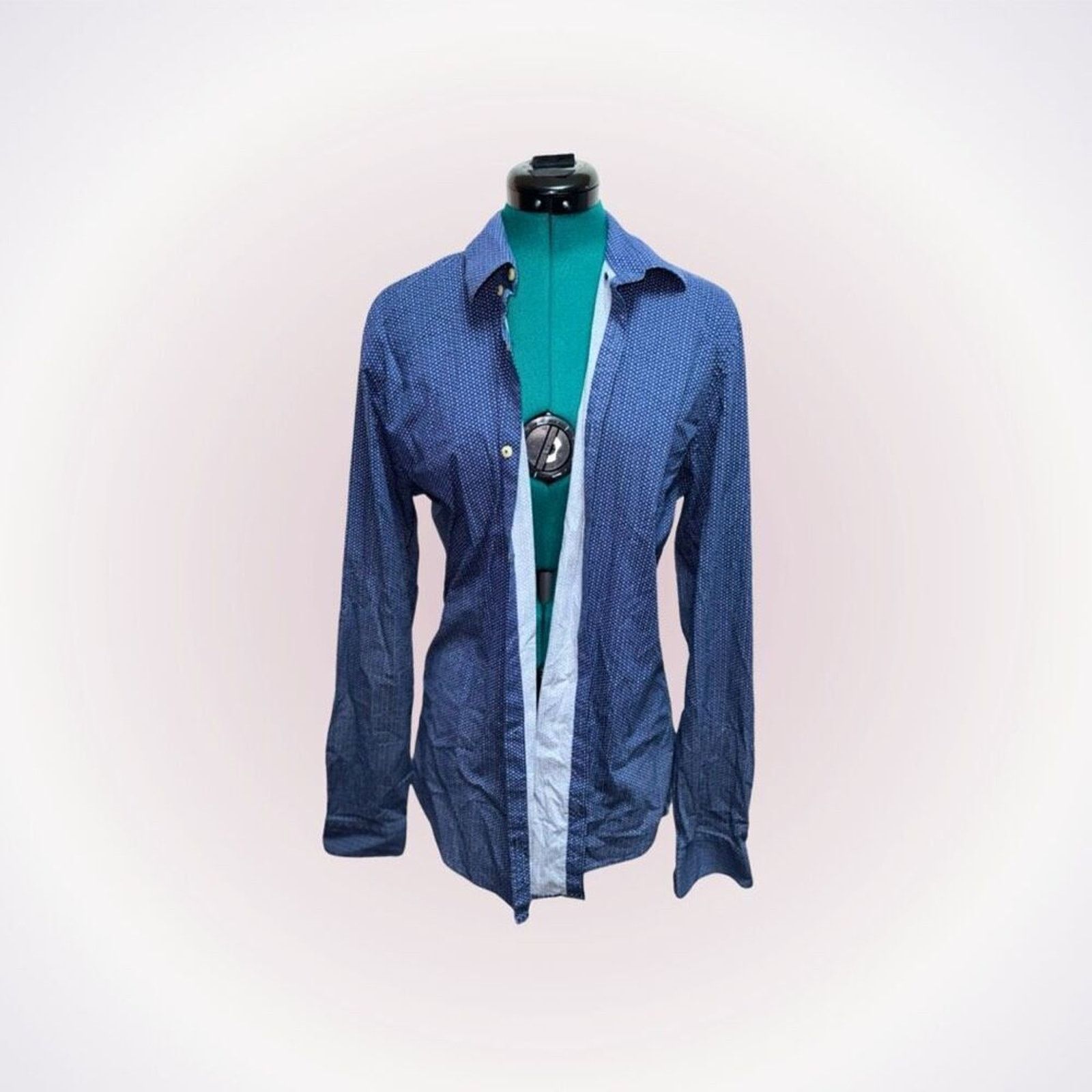 Other Lufian Elegant Blue Slim Fit Button Front Shirt | Sz L Size US L / EU 52-54 / 3 - 1 Thumbnail